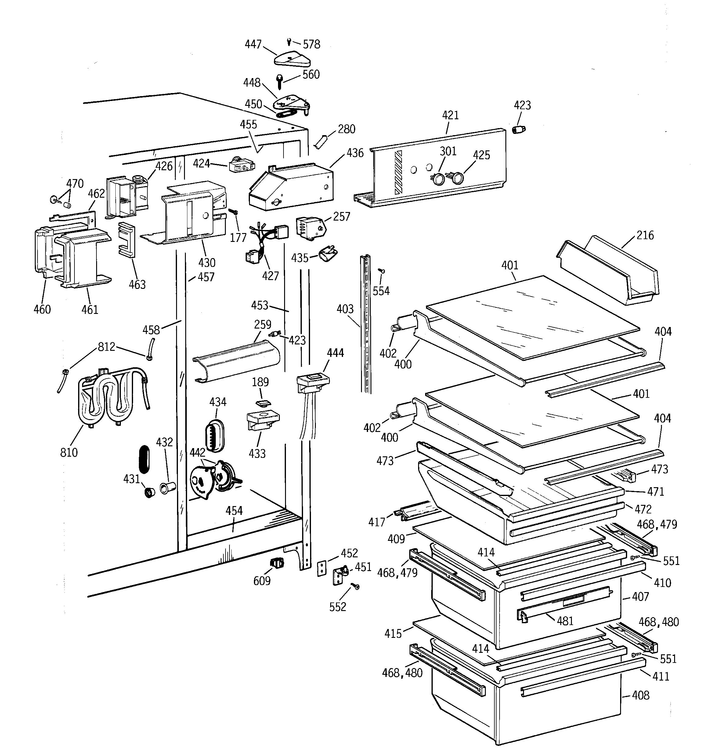 GE TFG22JRDAWW fresh food section diagram