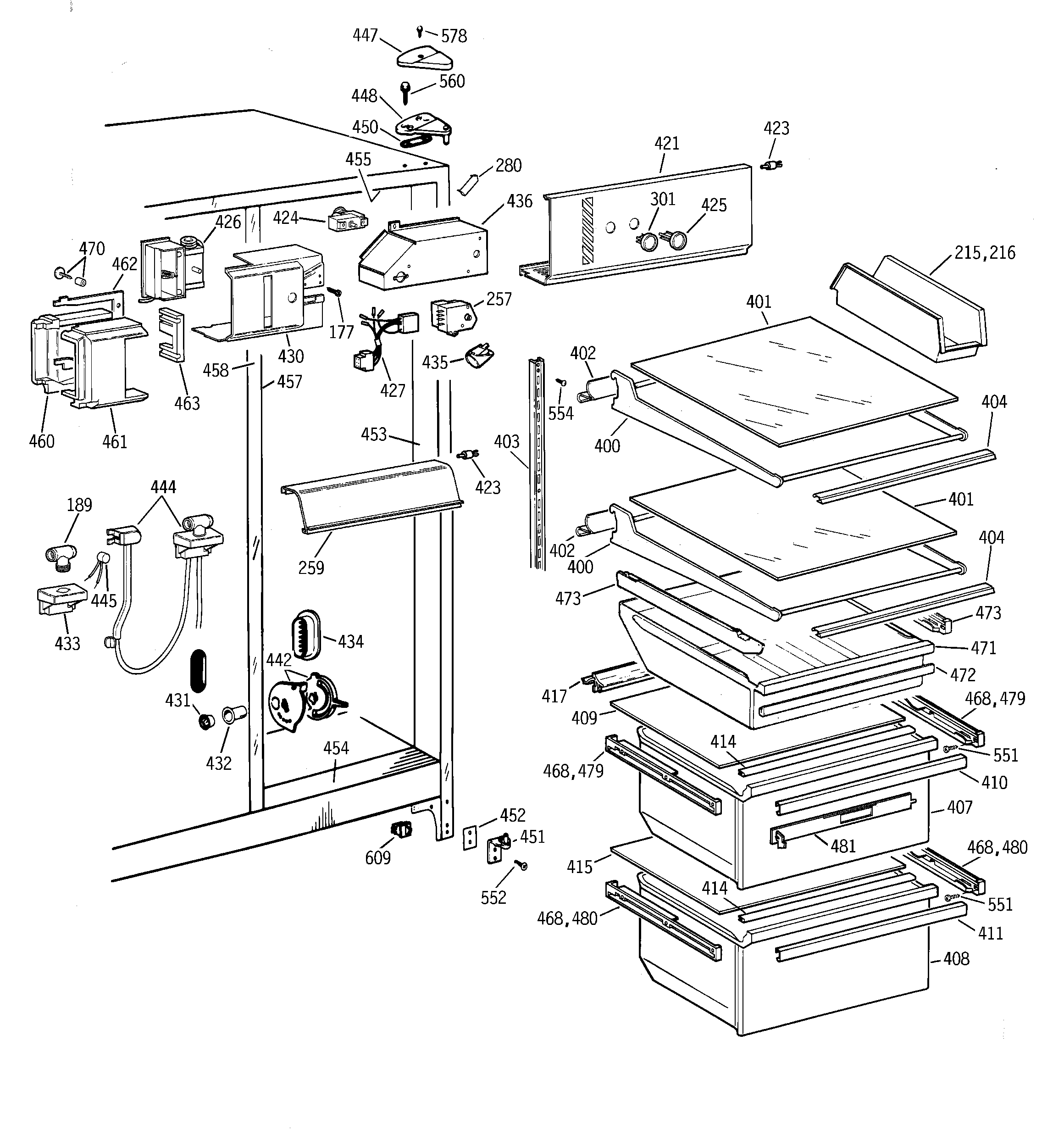 GE TFJ22JADAAA fresh food section diagram
