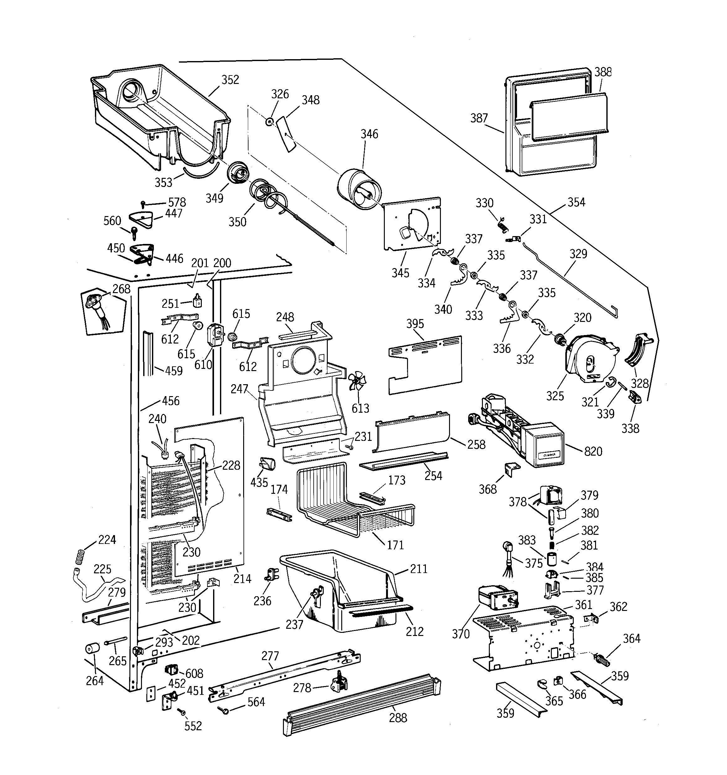 GE TFK22PRDAWW freezer section diagram