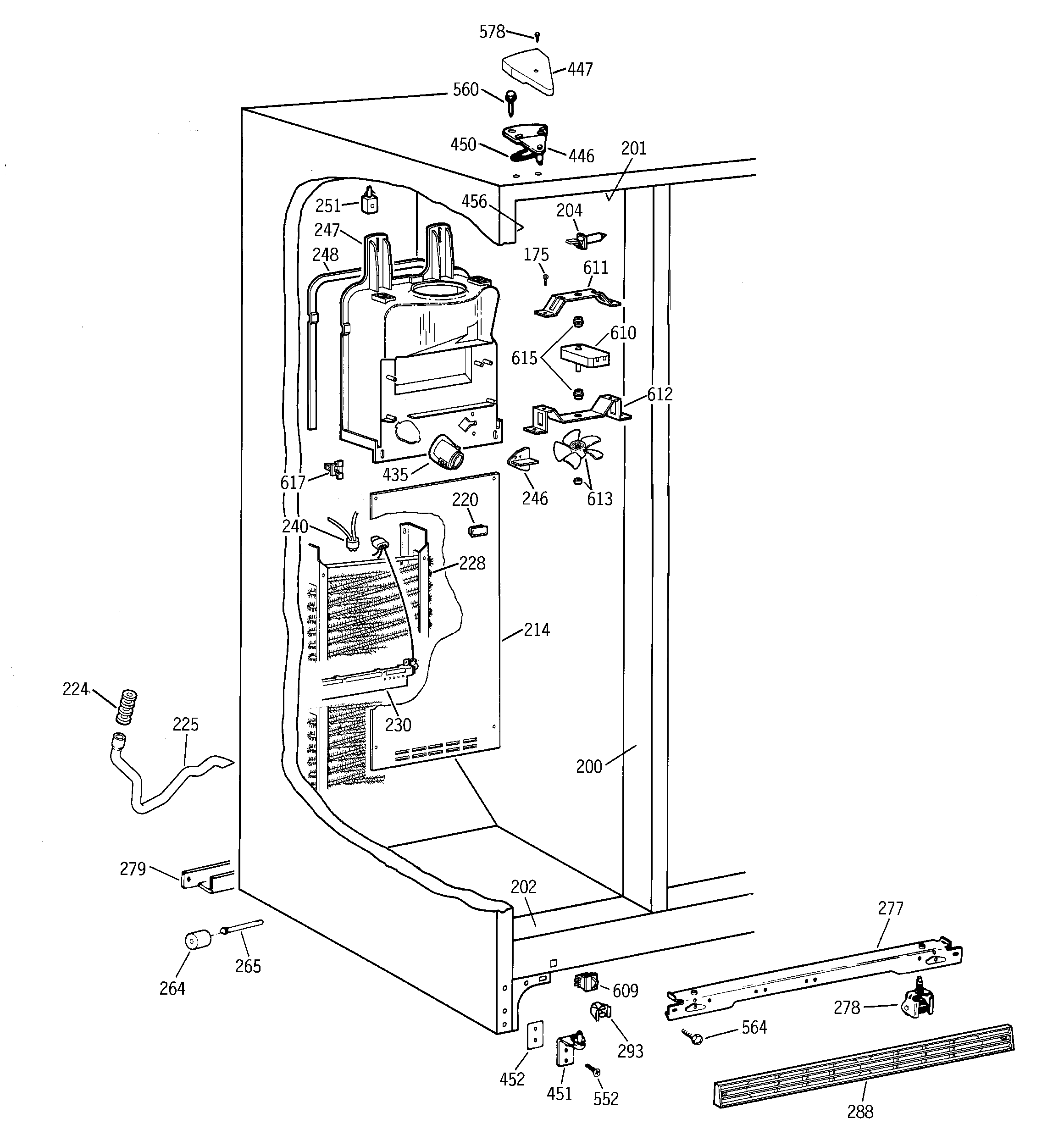 GE TFX20JABKAA freezer section diagram