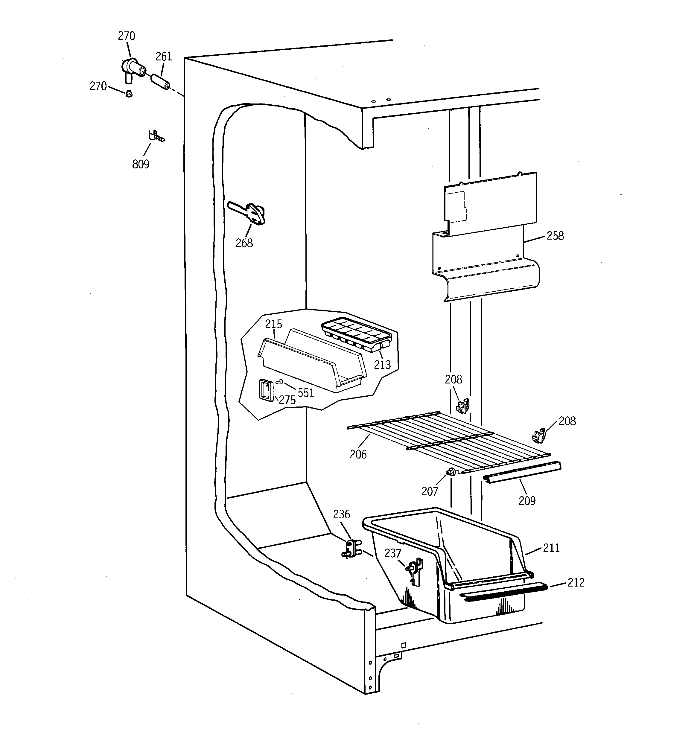 GE TFX20JABKAA freezer section diagram