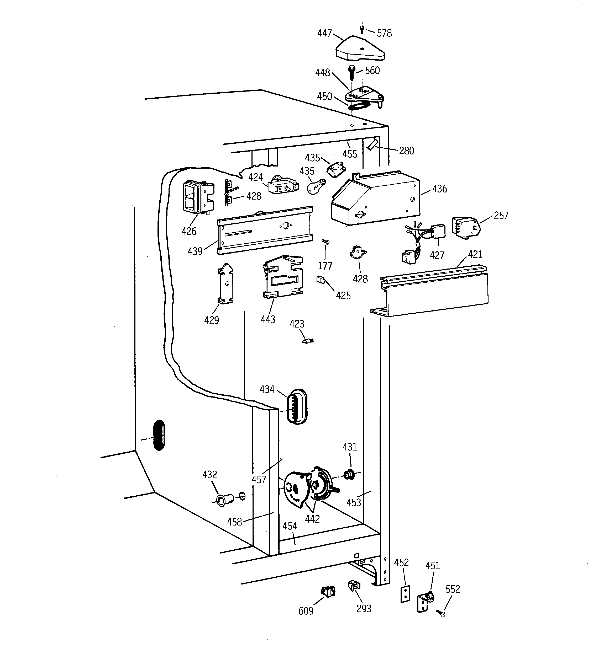 GE TFX20JABKAA fresh food section diagram