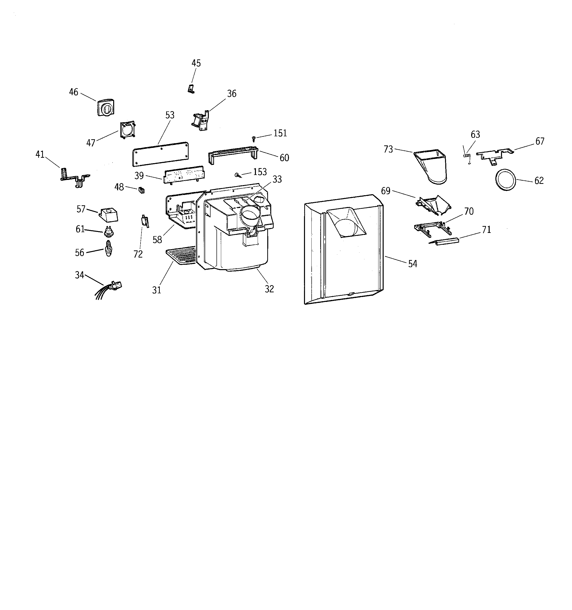 GE TFX20JRBKAA dispenser diagram