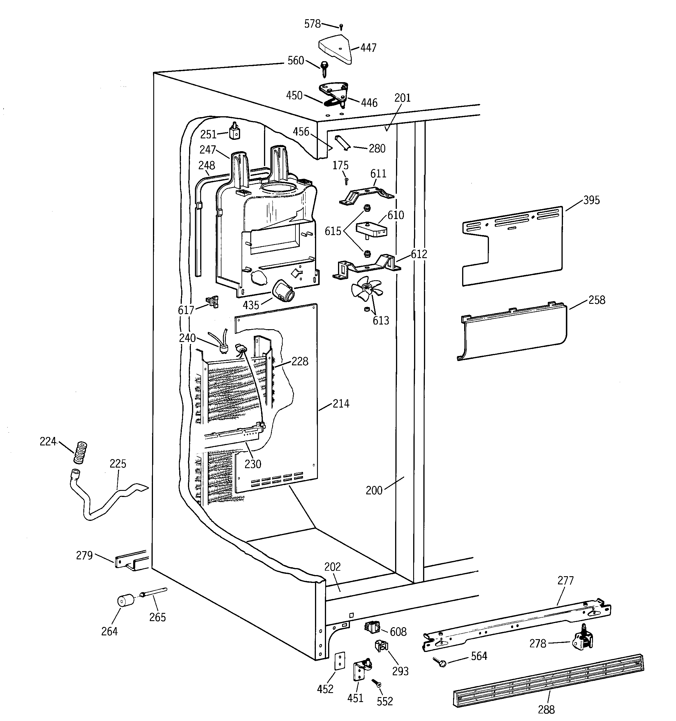 GE TFX20JRBKAA freezer section diagram