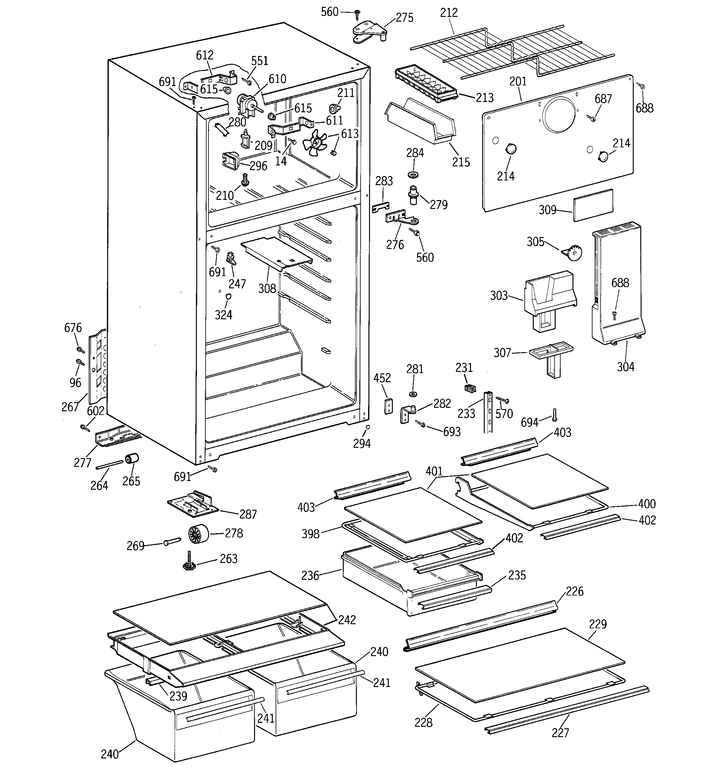 GE TBX18HACHRWW cabinet diagram