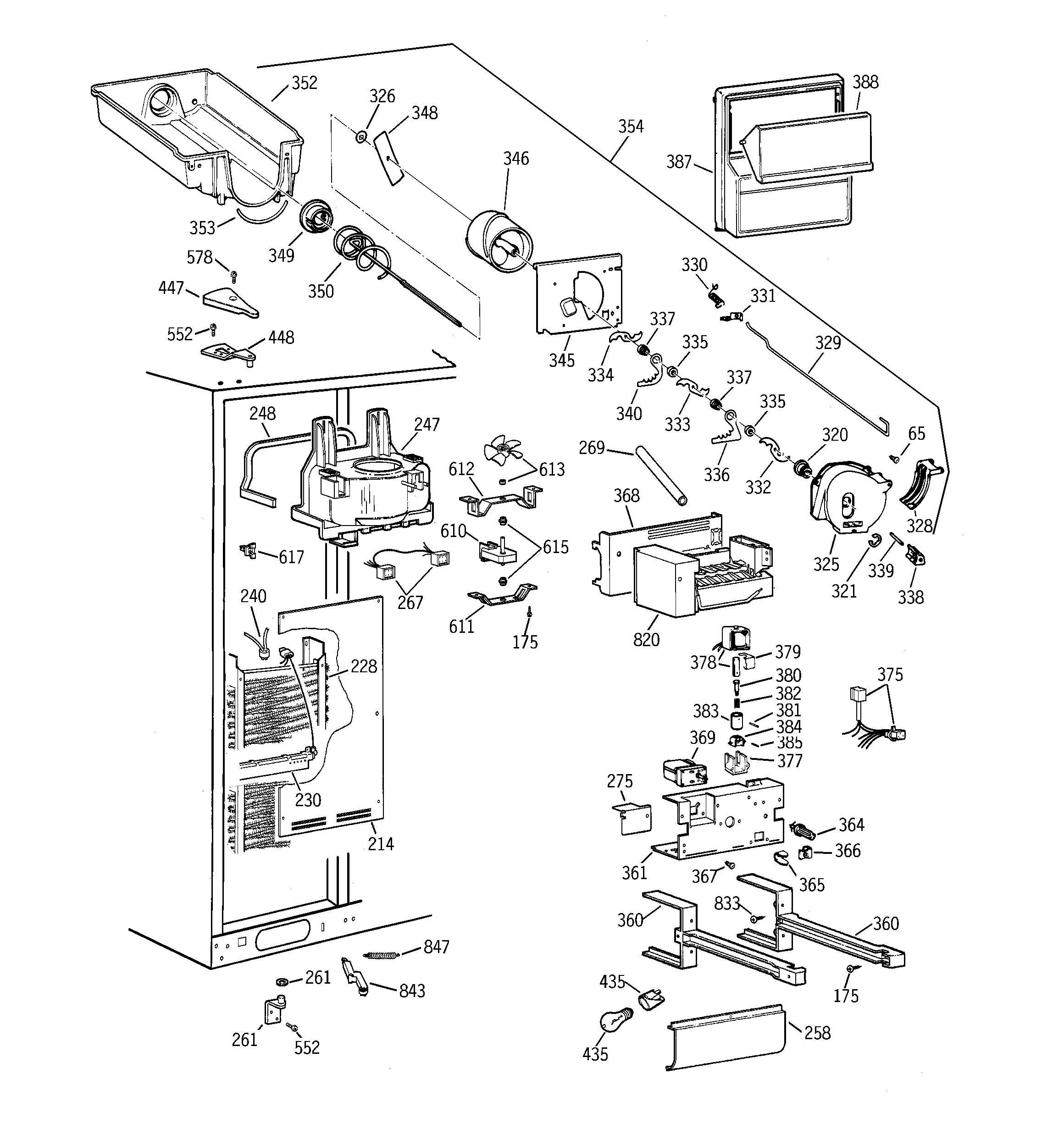 GE TPX24BRBJBB freezer section diagram