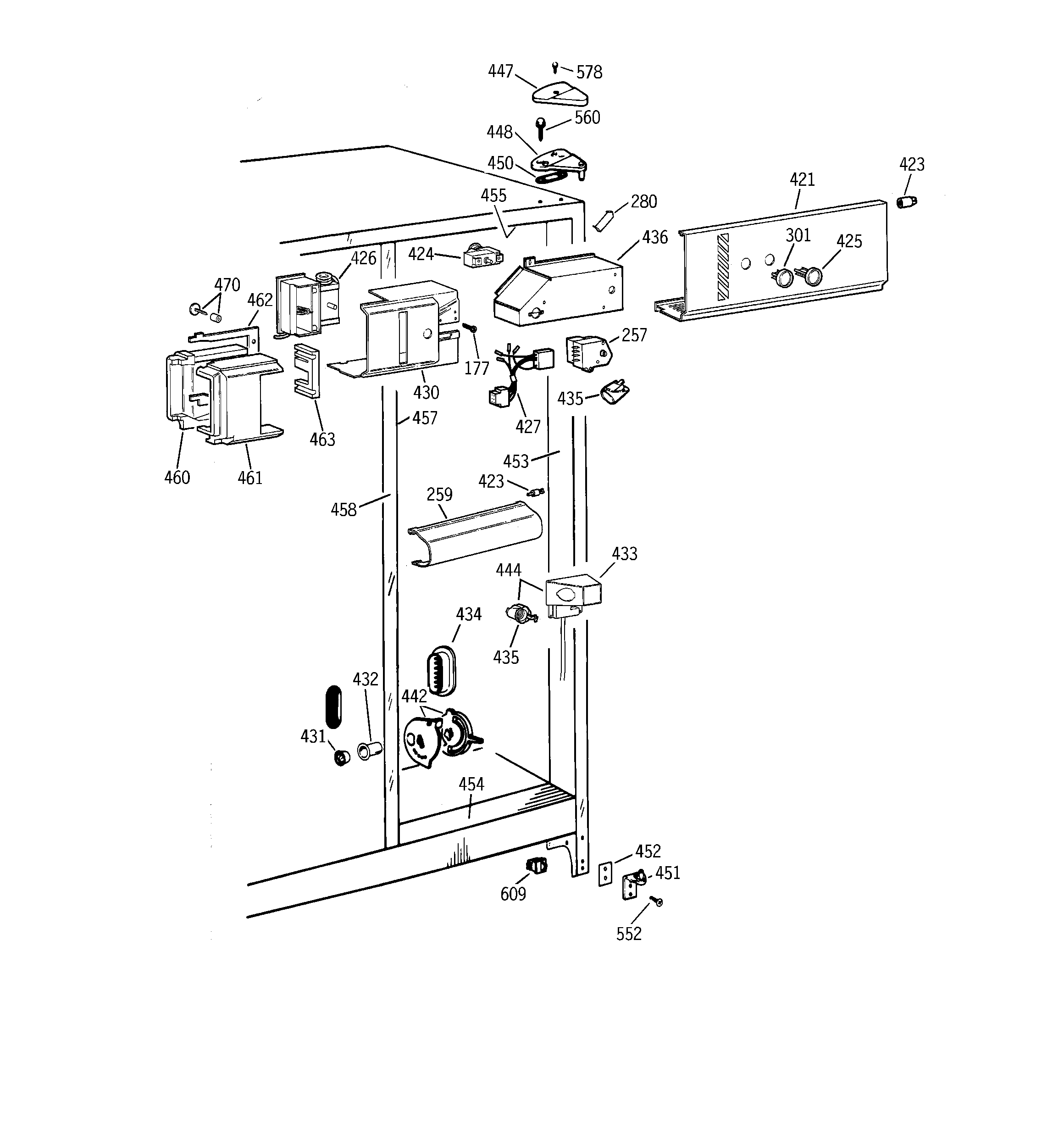 GE TFG25PADAWW fresh food section diagram