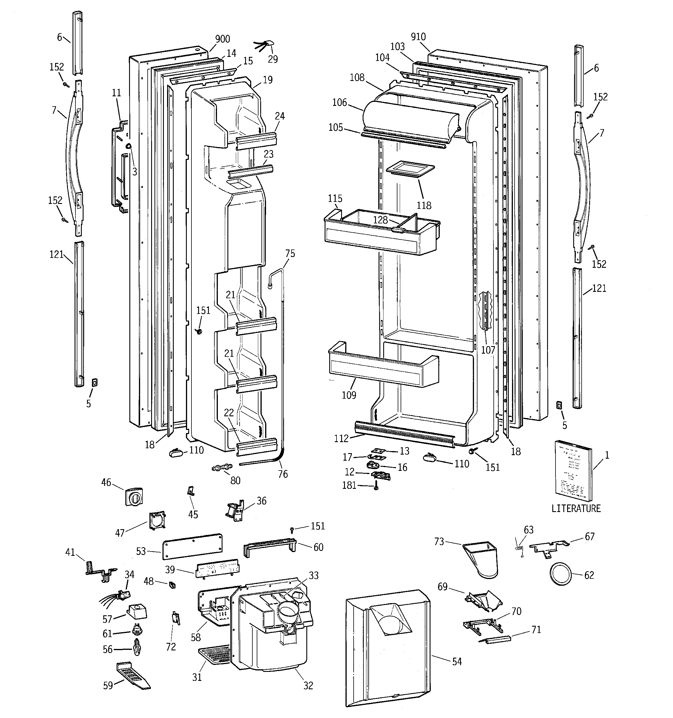 GE TFZ22JRDAWW doors diagram