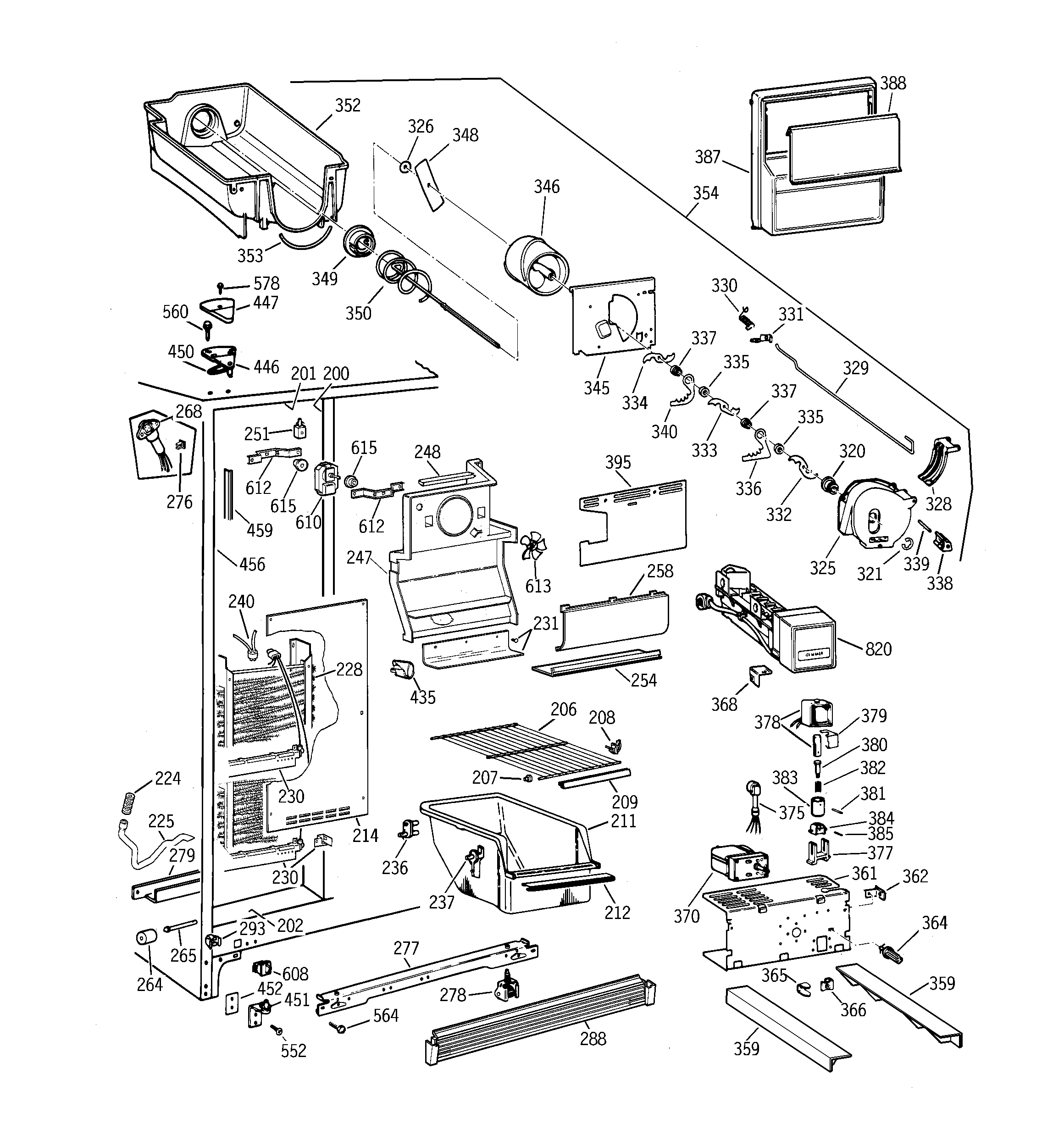 GE TFZ22JRDAWW freezer section diagram