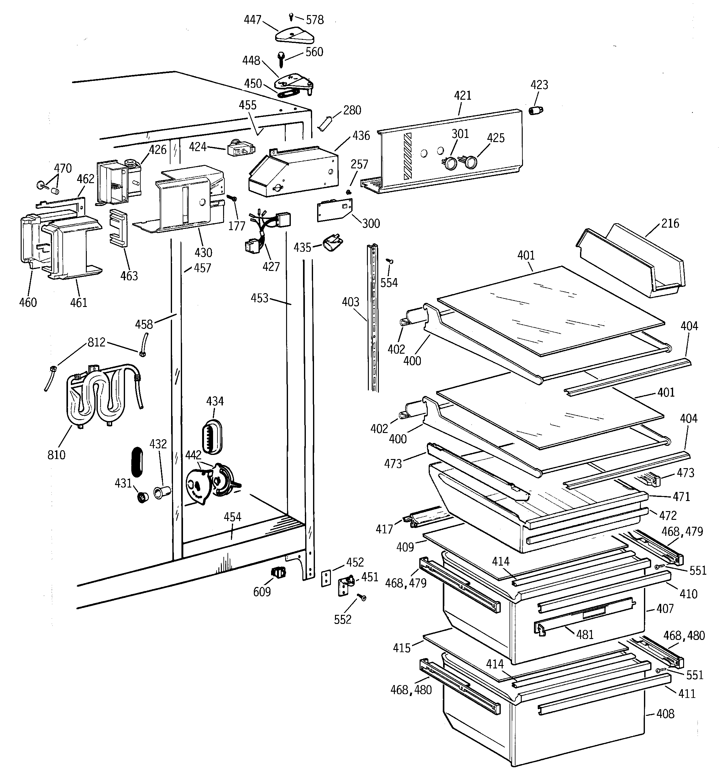 GE TFZ22JRDAWW fresh food section diagram