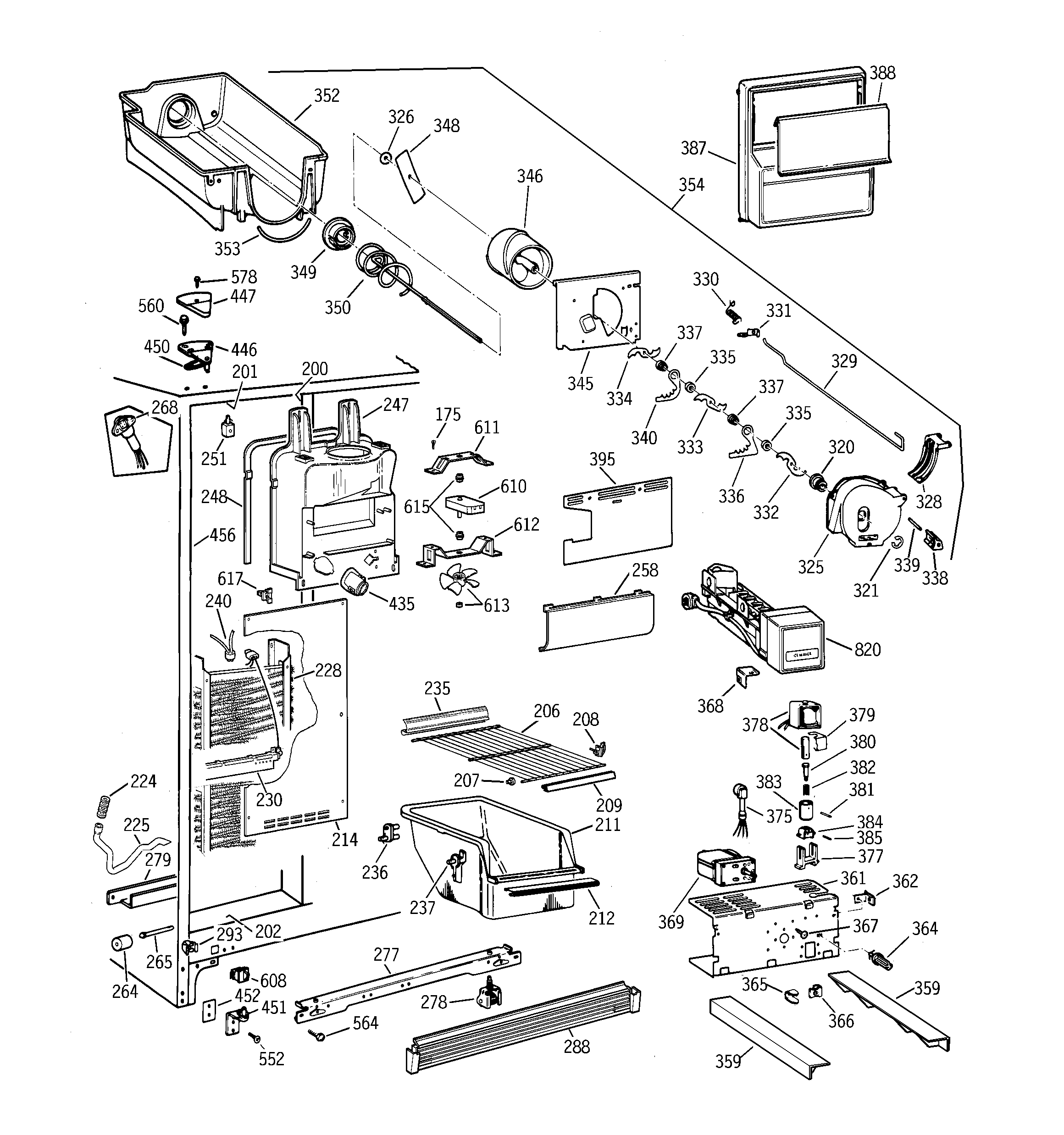 GE TFX22XPDABB freezer section diagram