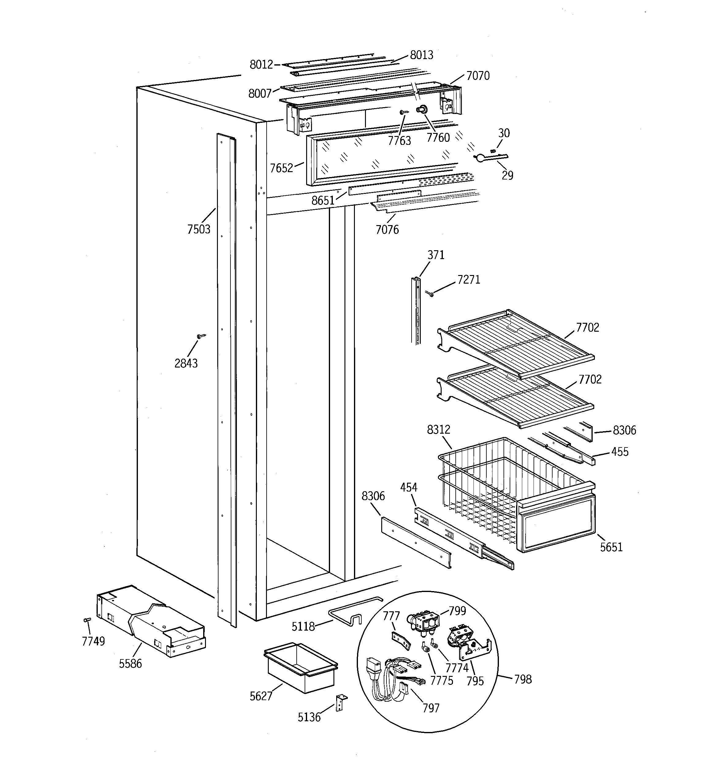 GE ZISS36DCASS freezer section diagram