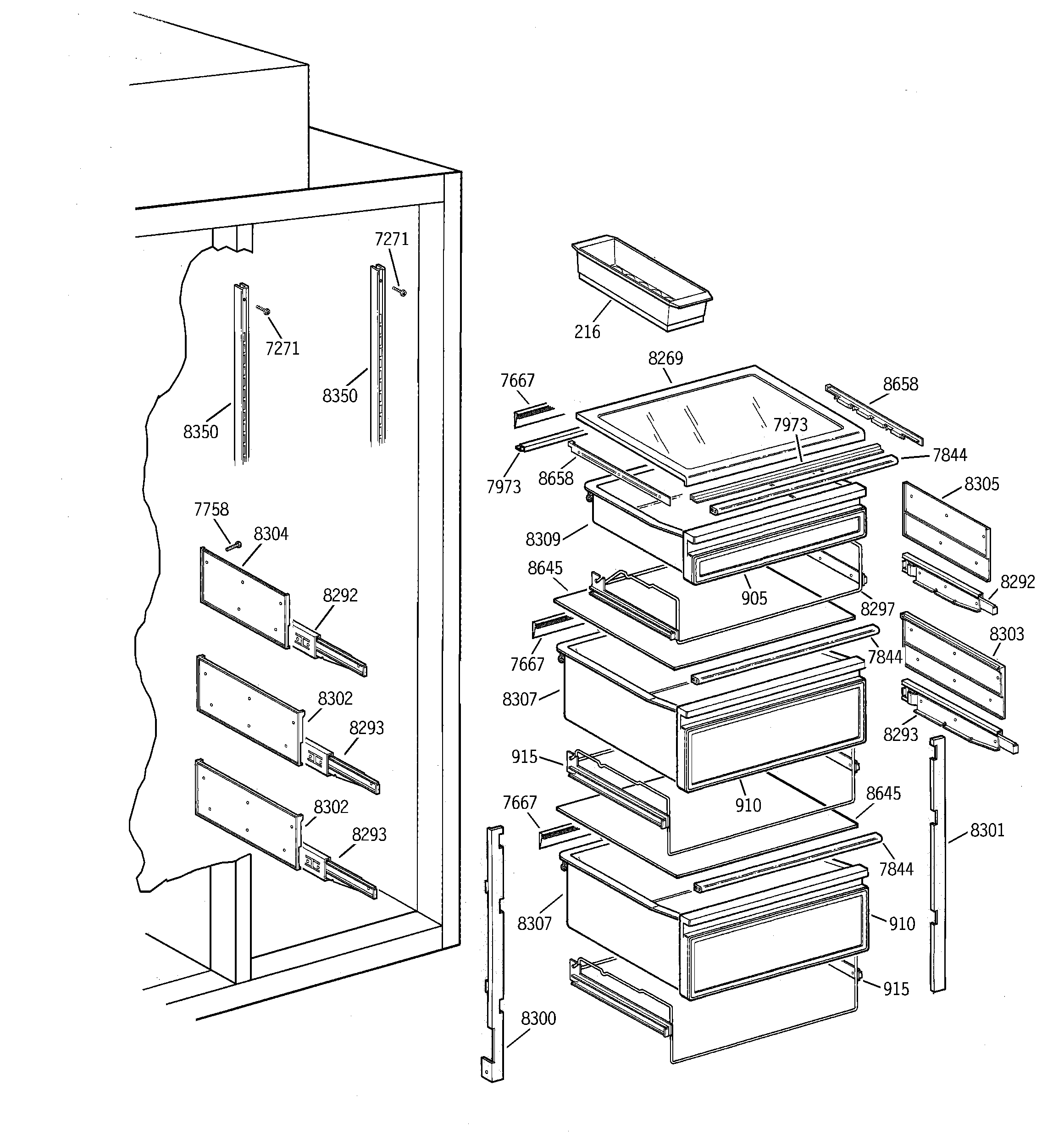 GE ZISS36DCASS fresh food section diagram