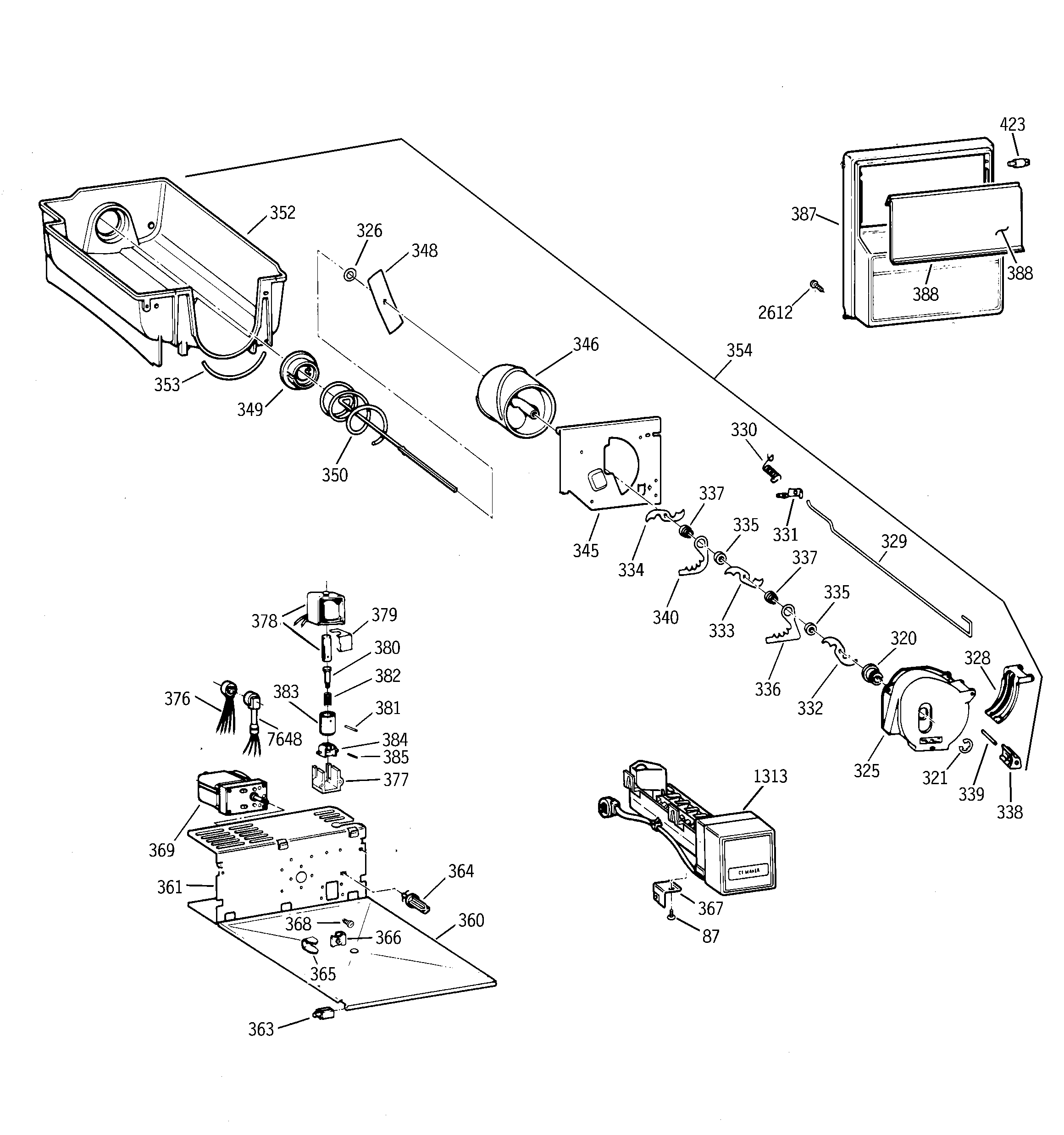 GE ZISB36DCA ice bucket assembly diagram