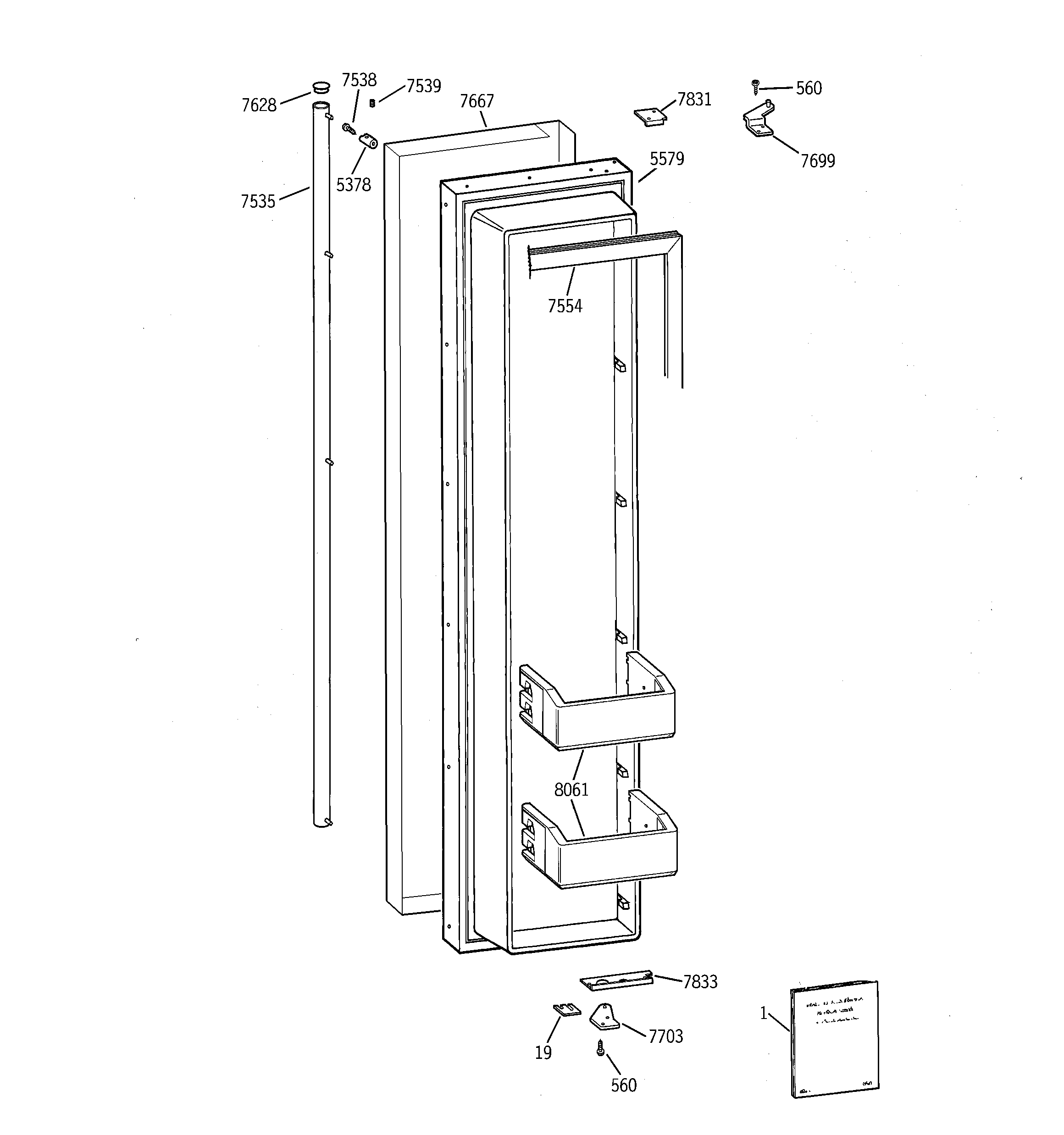 GE ZISS42NCASS freezer door diagram