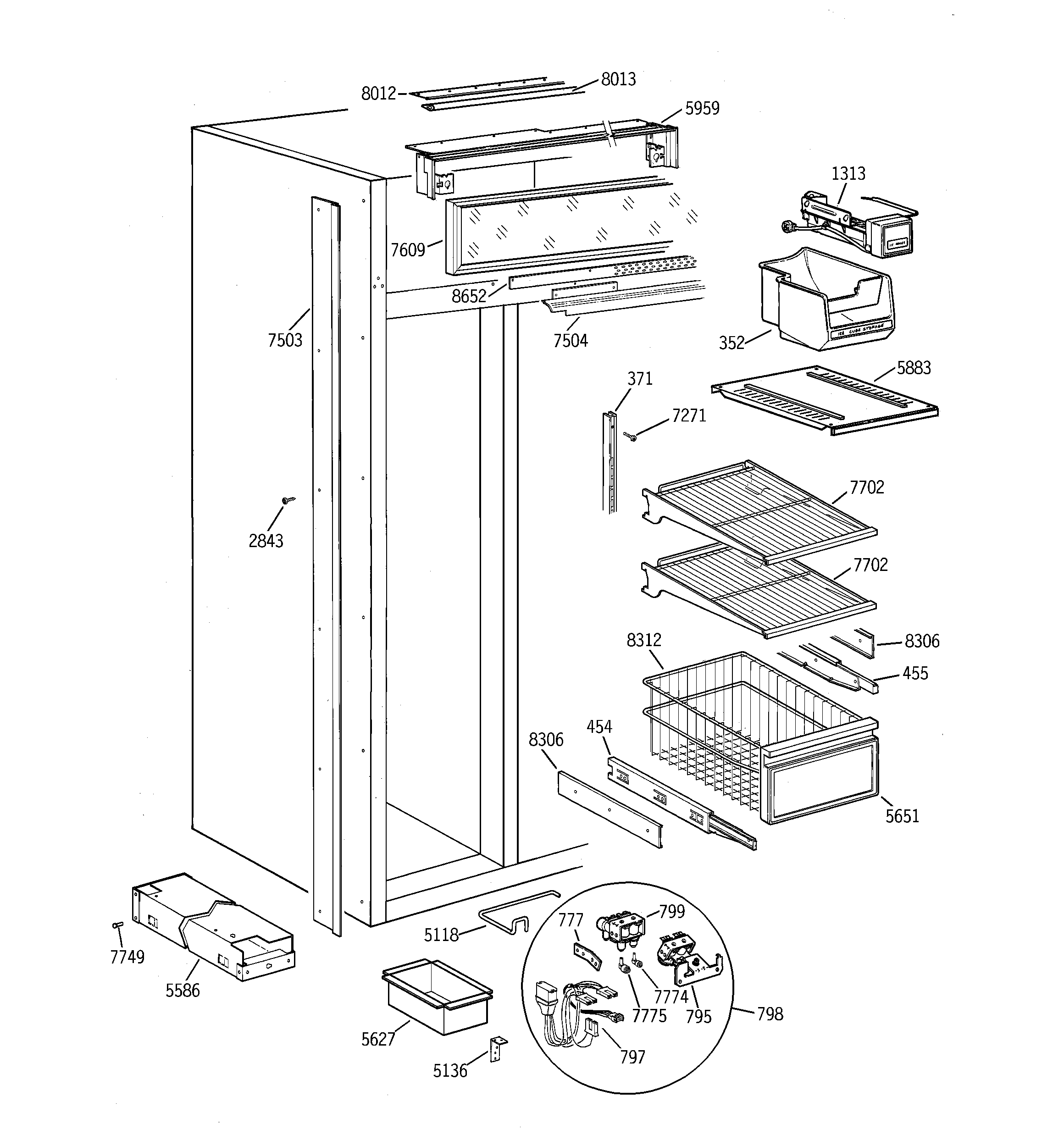 GE ZISS42NCASS freezer section diagram