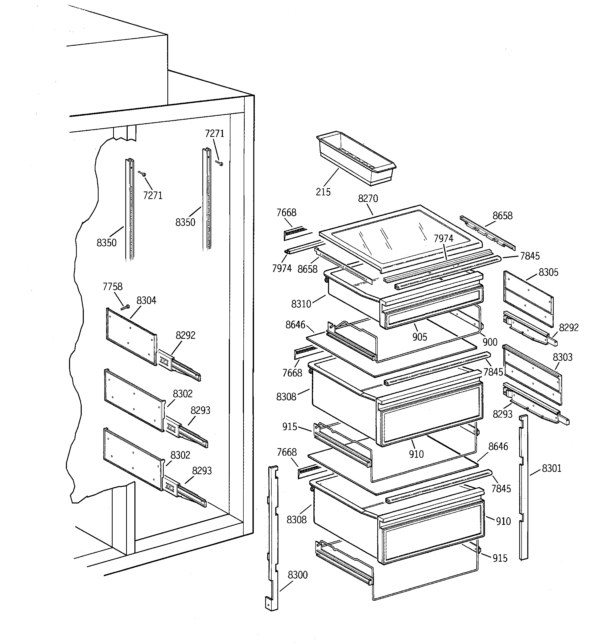 GE ZISS42NCASS fresh food section diagram