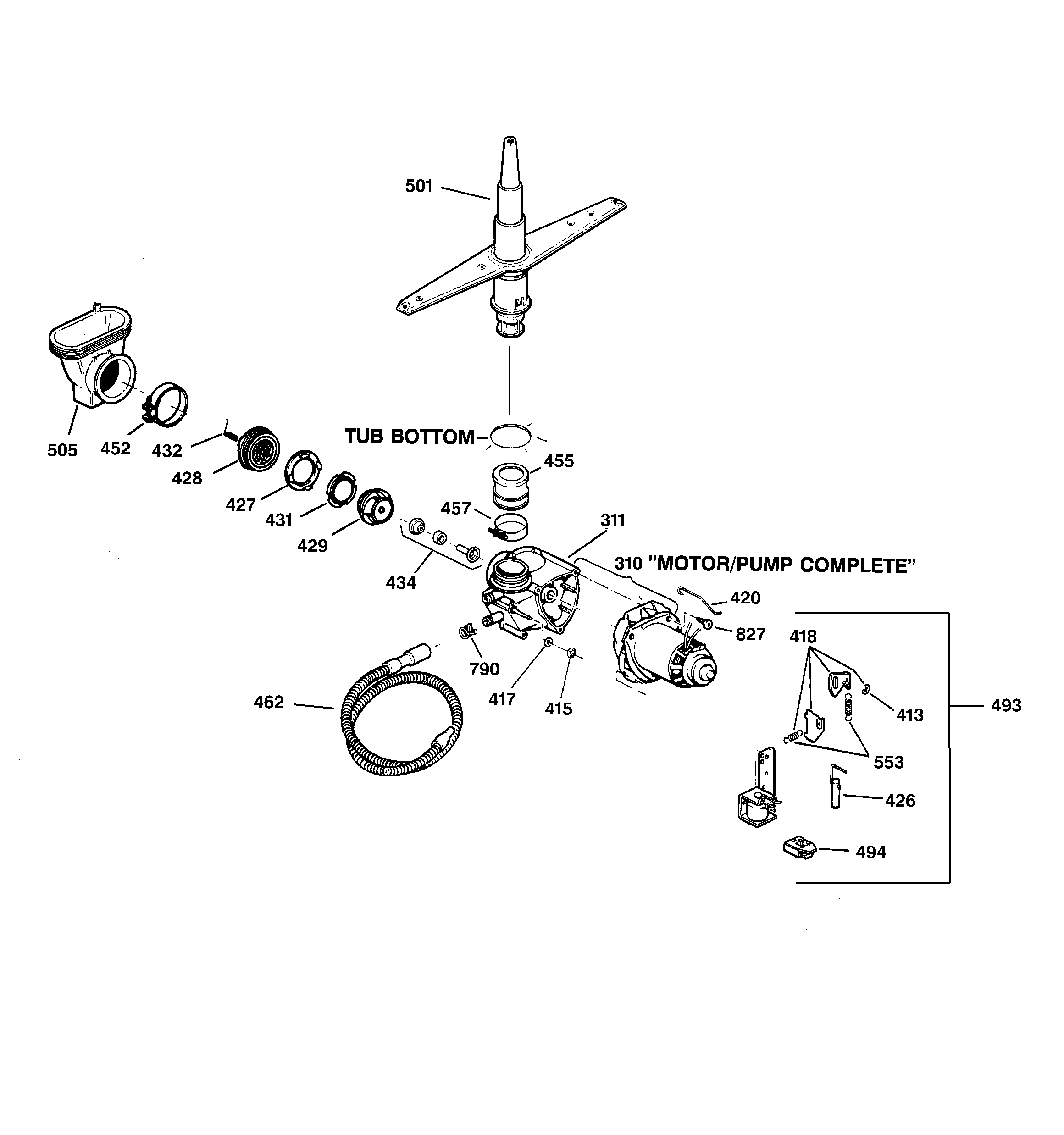 GE GSD2000Z07WH motor-pump mechanism diagram