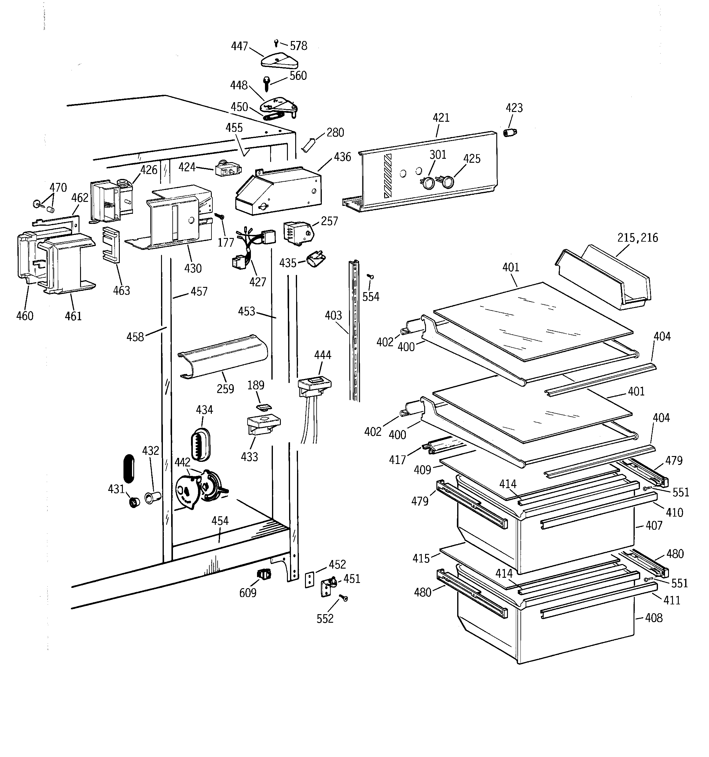 GE TFG20JABGWW fresh food section diagram