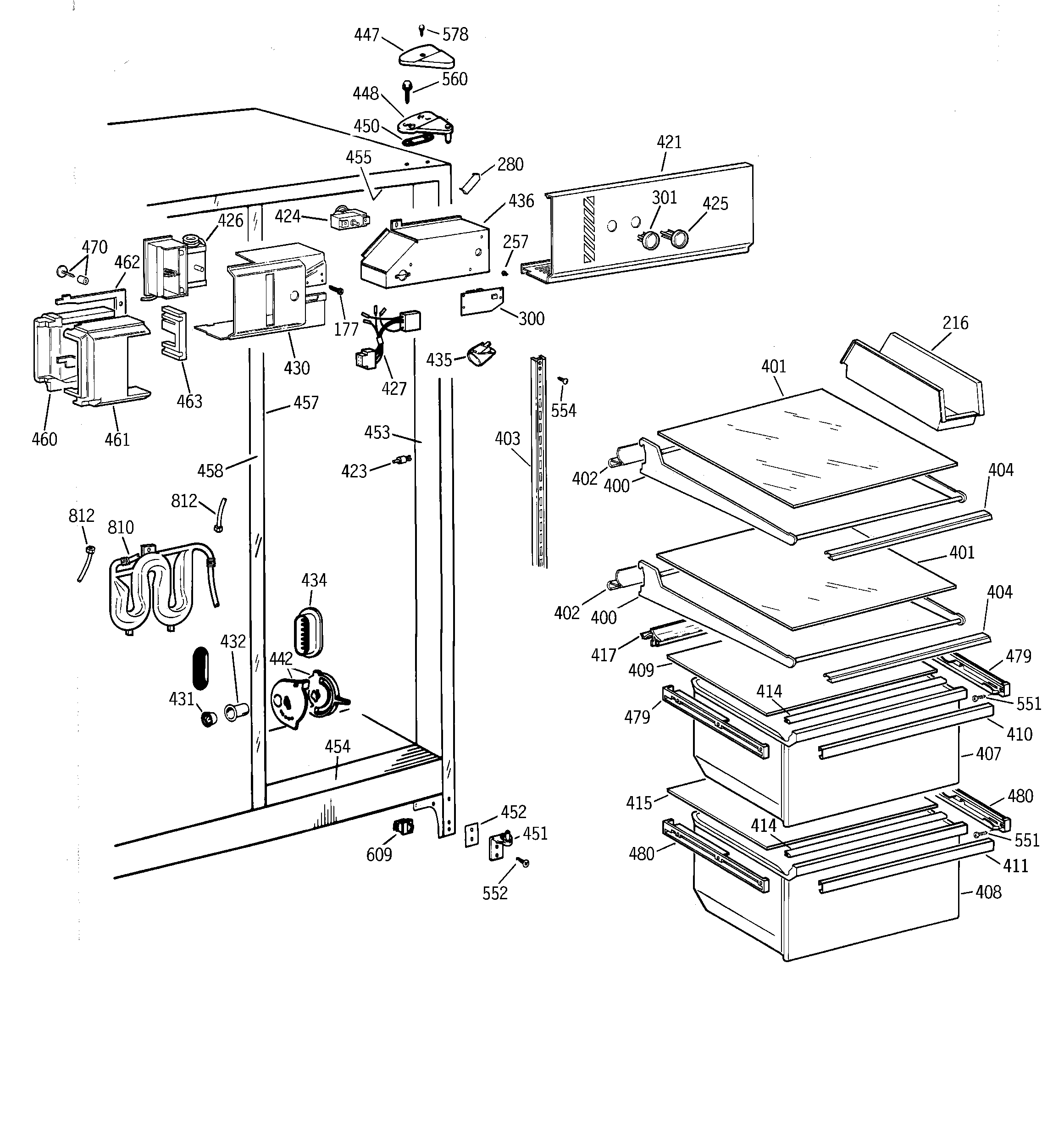 GE TFZ20JRBGWW fresh food section diagram