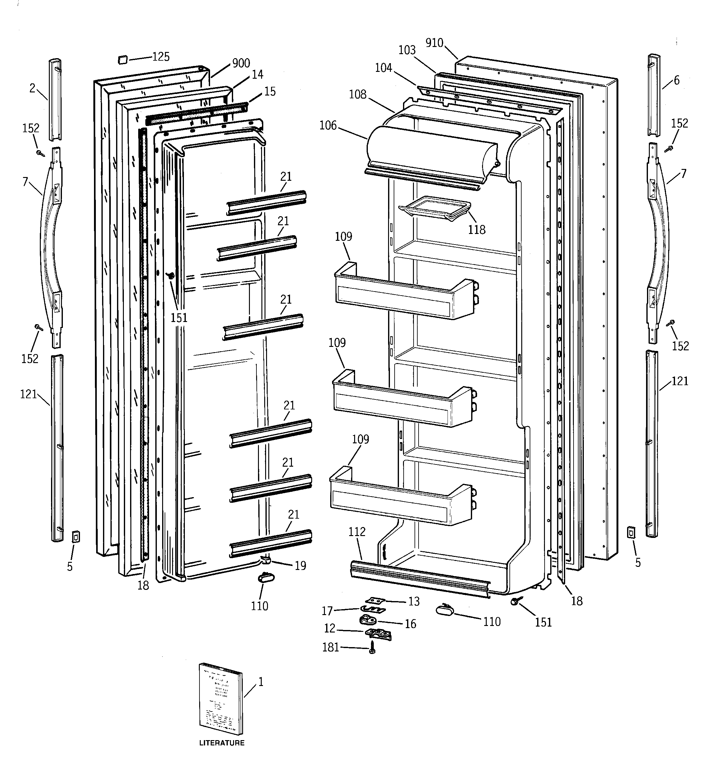 GE TFT20SABGAA doors diagram