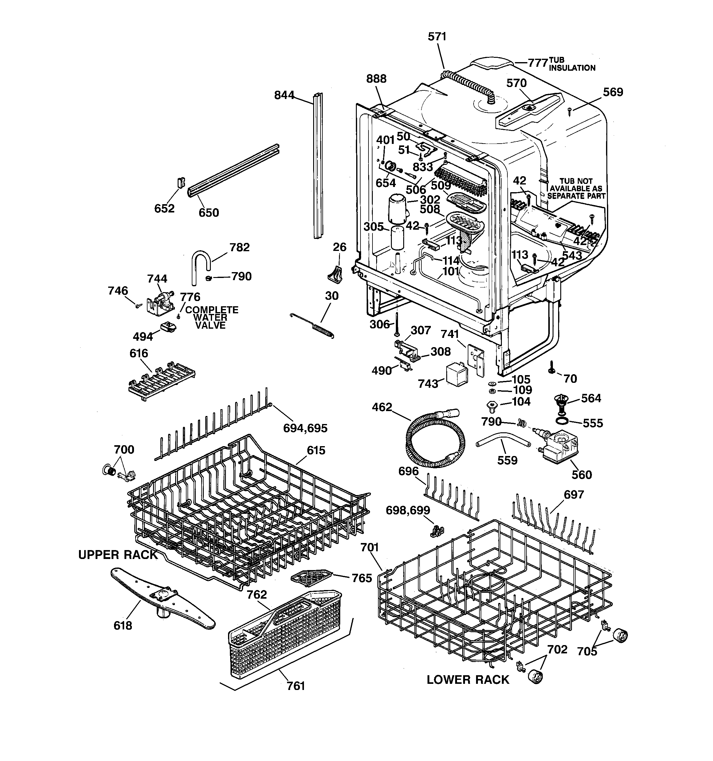 GE GSD5112F01AA body parts diagram