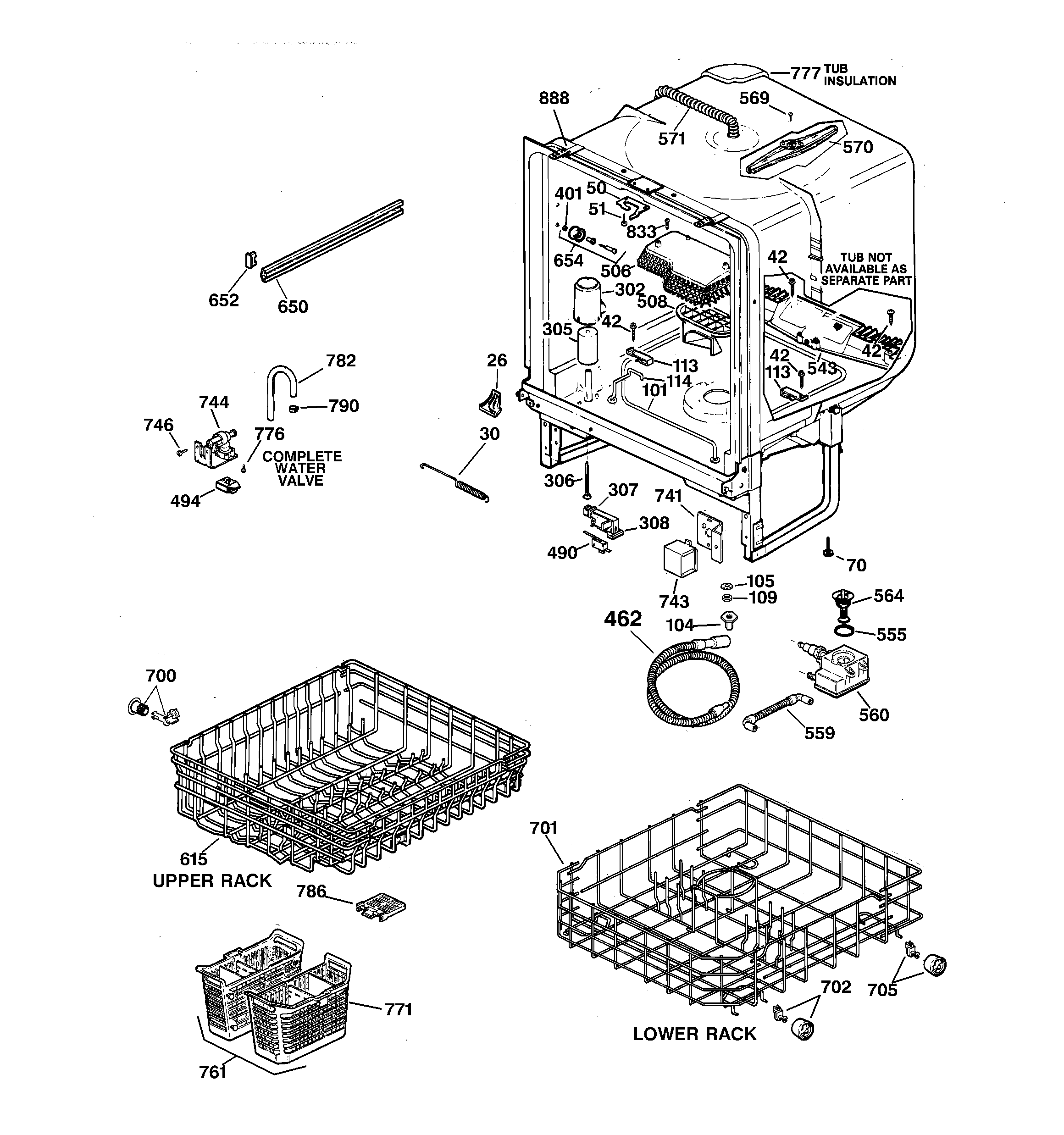 GE GSD3725D01BB body parts diagram