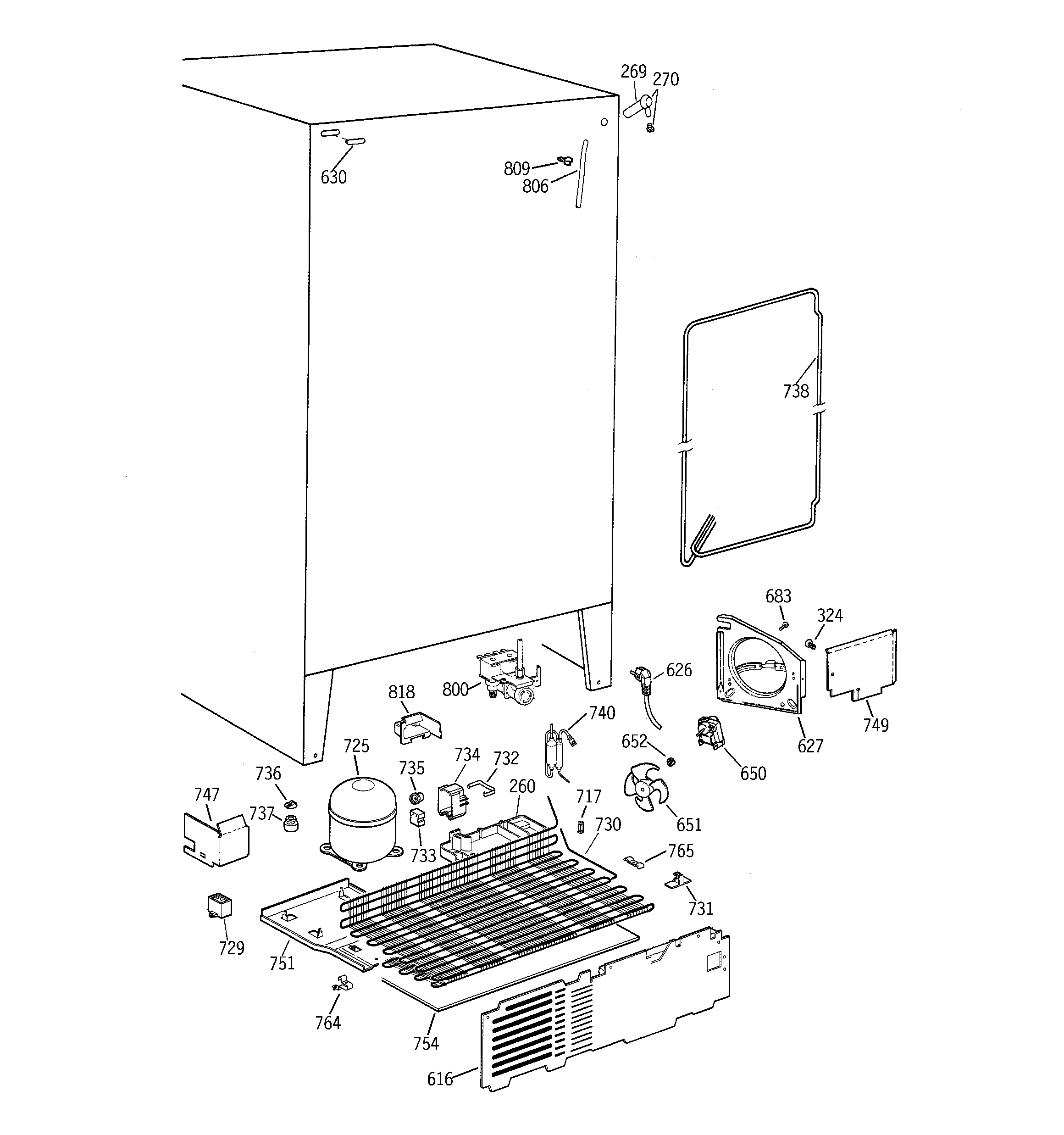 GE TFT27PRBGAA unit parts diagram