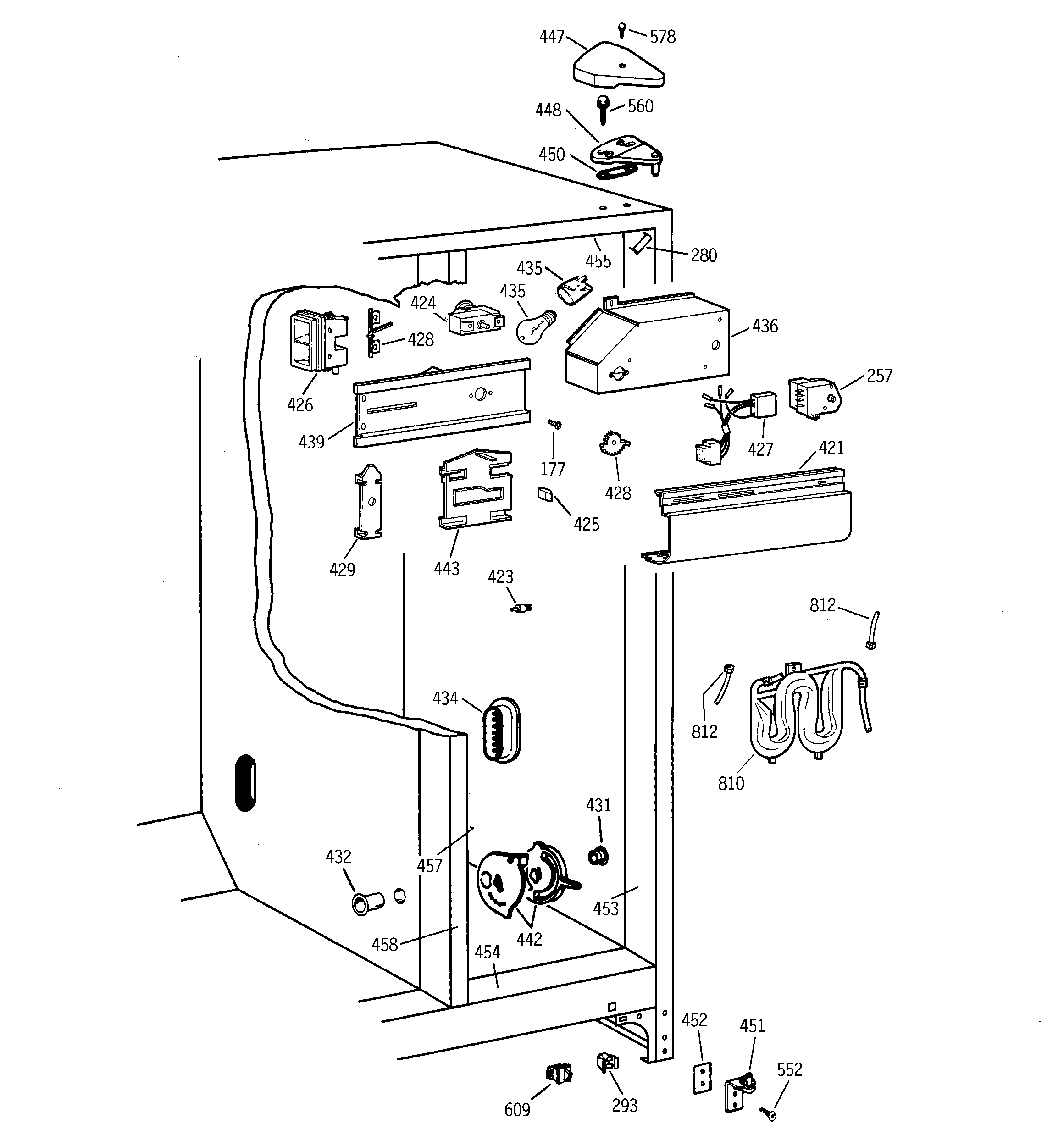 GE TFX20JRBGWH fresh food section diagram