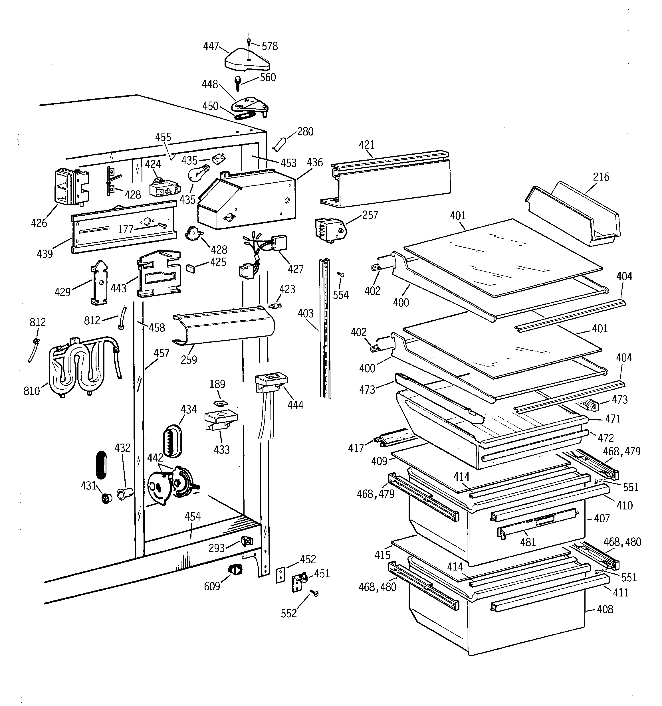GE TFT22JWBGAA fresh food section diagram
