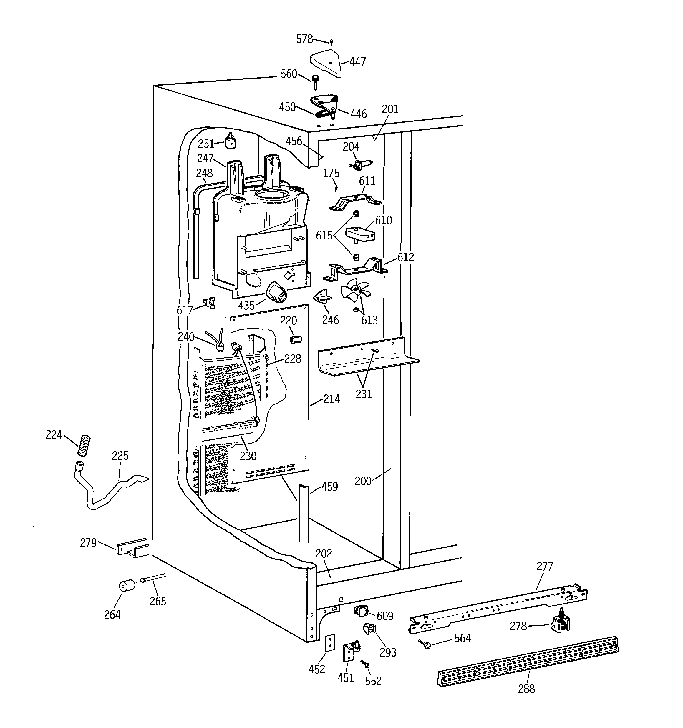 GE TFX22JABGWW freezer section diagram