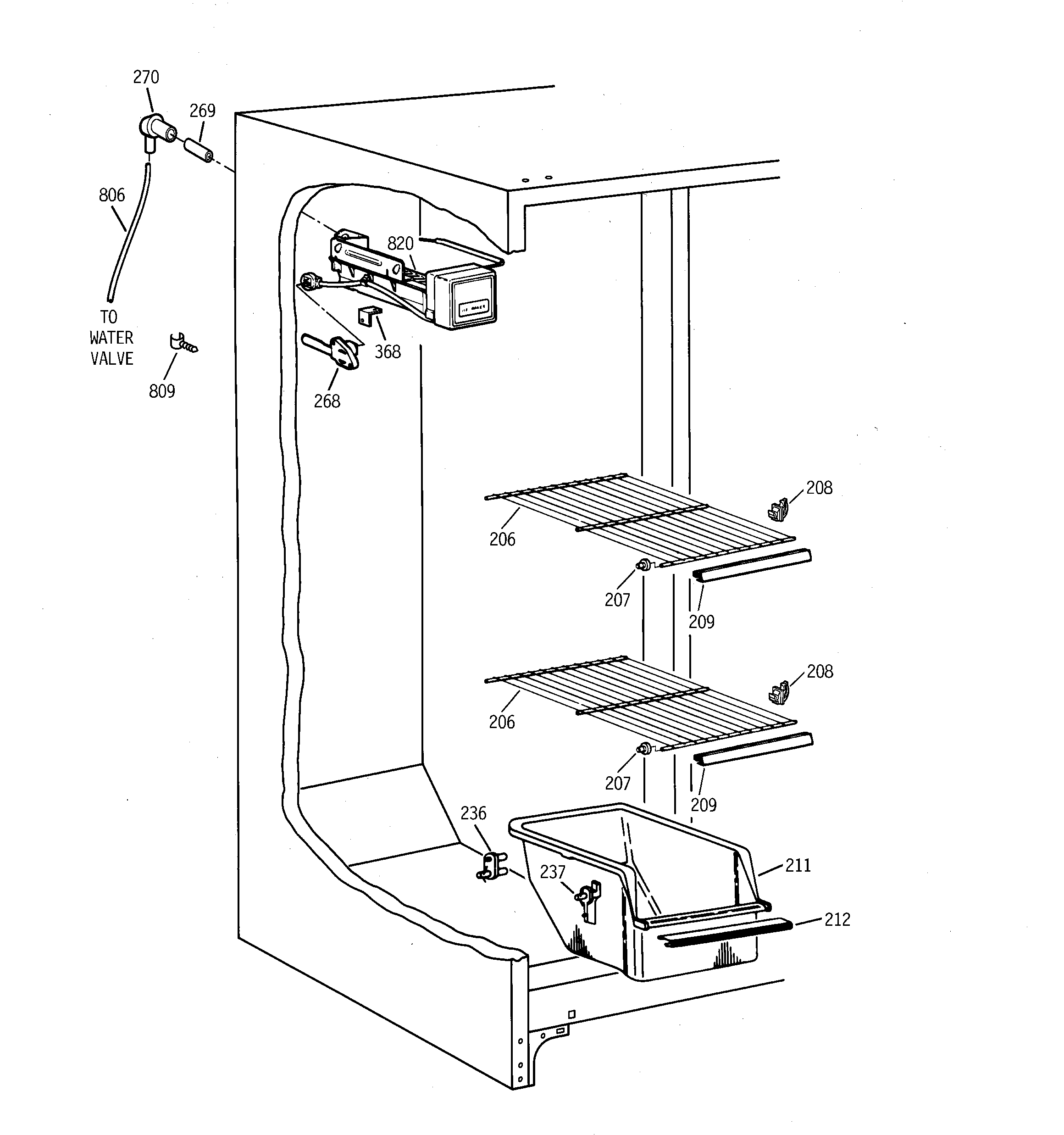 GE TFX22GRBGWW freezer section diagram
