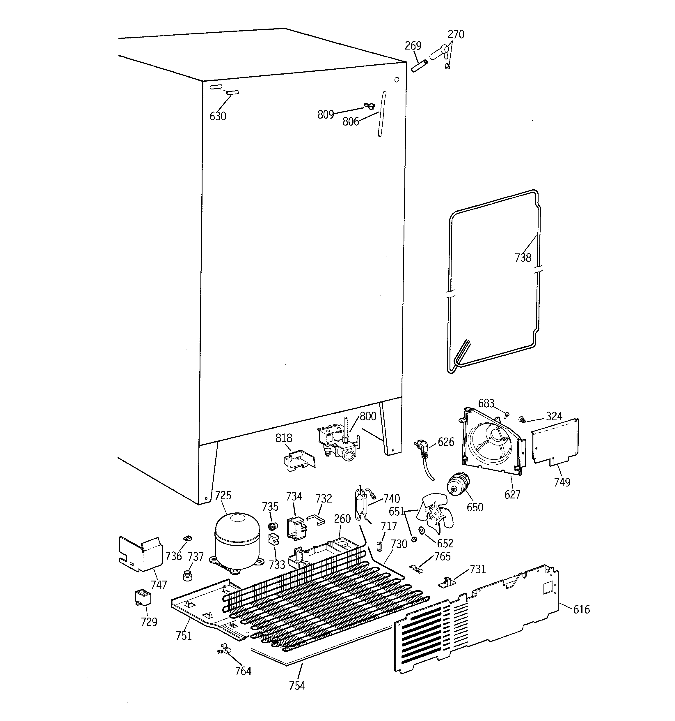 GE TFT25PRBGWW unit parts diagram