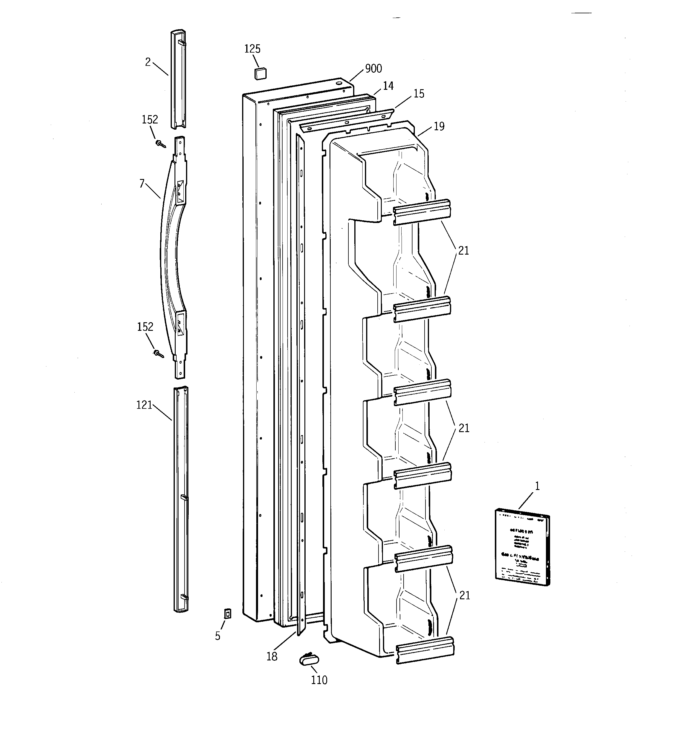 GE TFX20SABGAA freezer door diagram