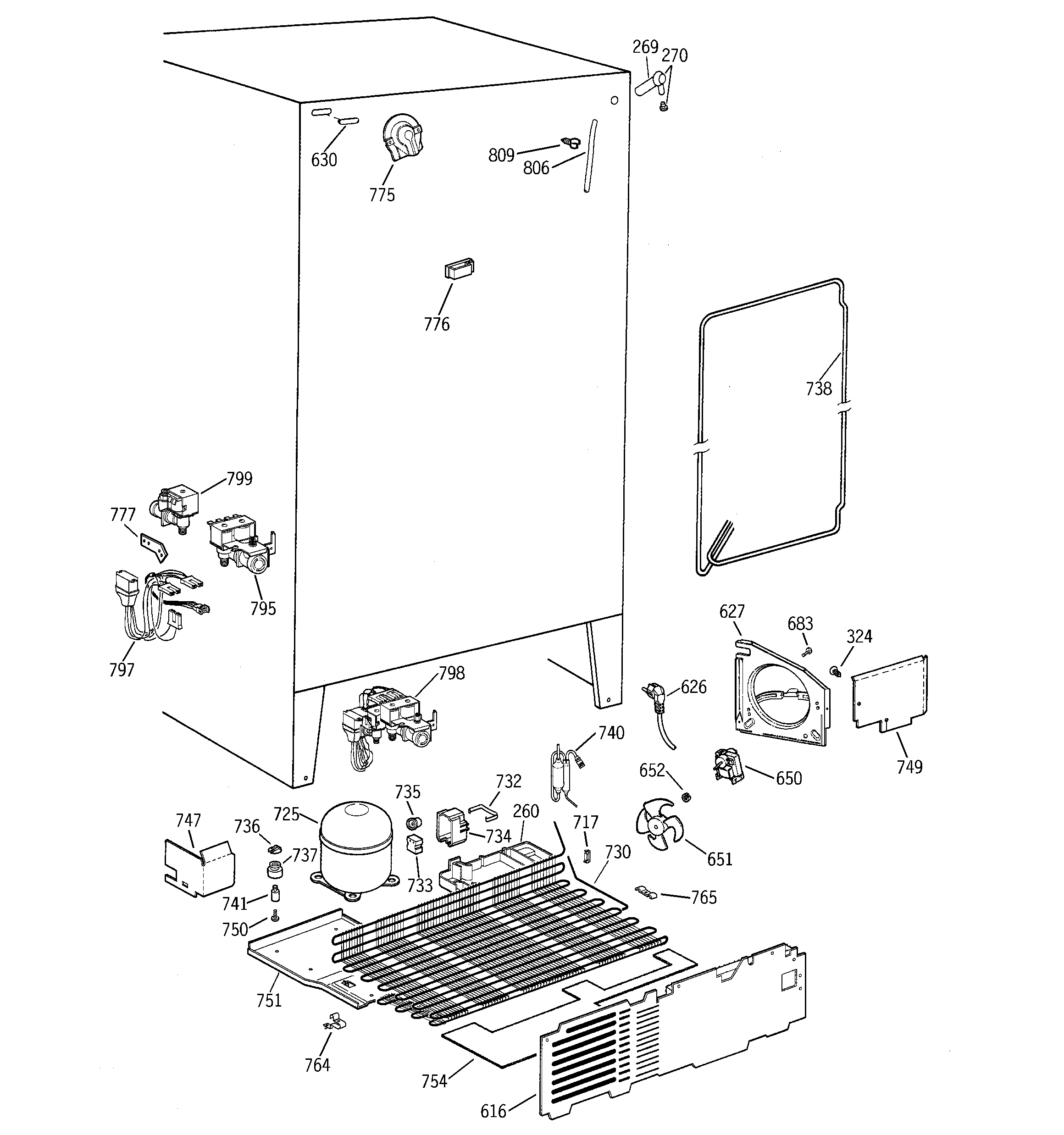 GE TFX22PPBGBB unit parts diagram