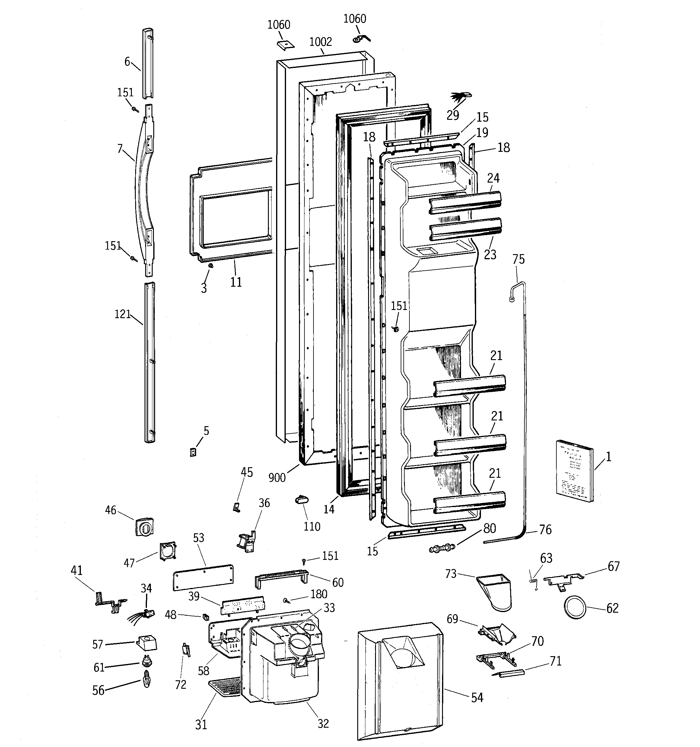 GE TFS22PPDABS freezer door diagram