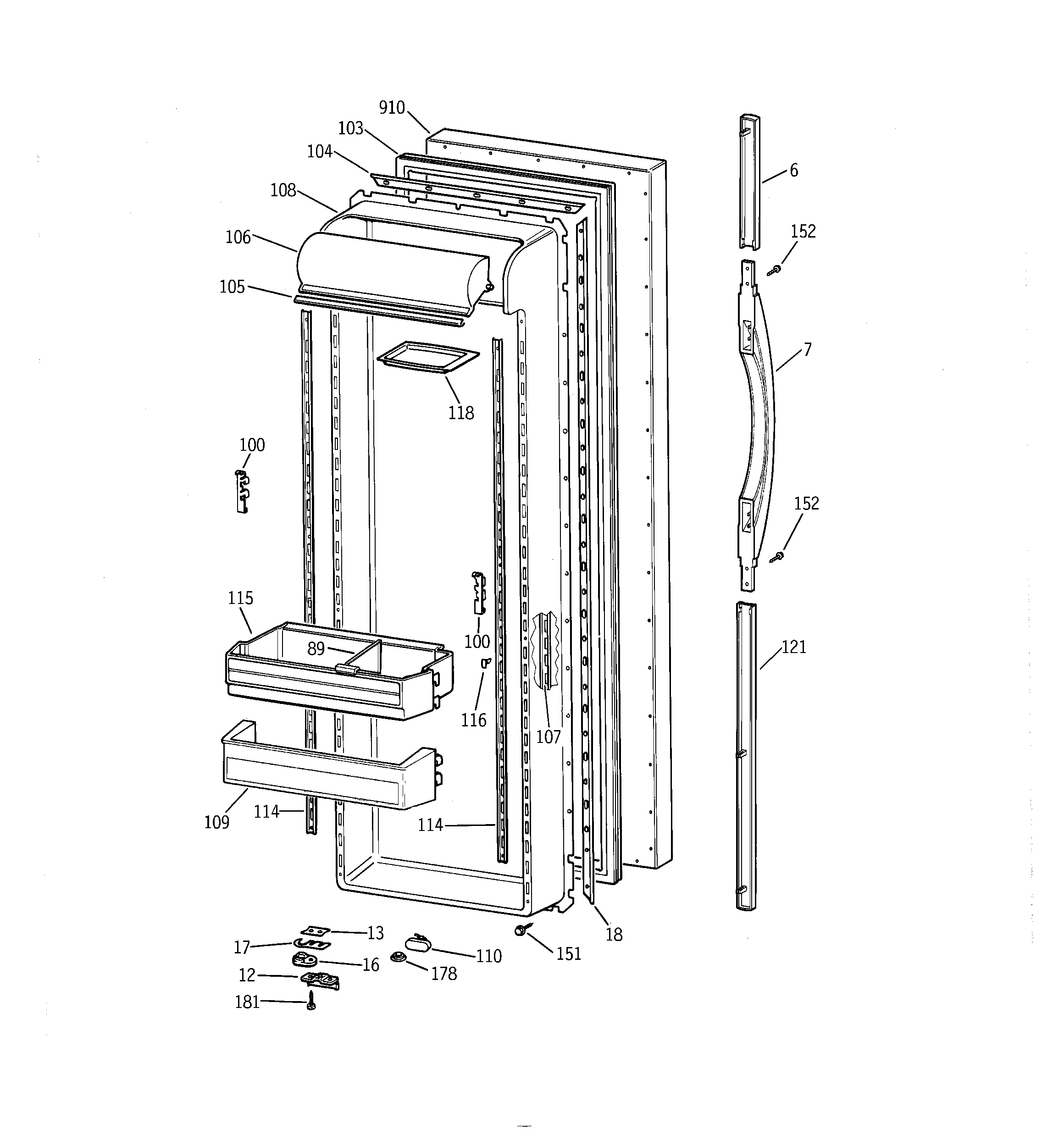 GE TFX27ZPBGWW fresh food door diagram