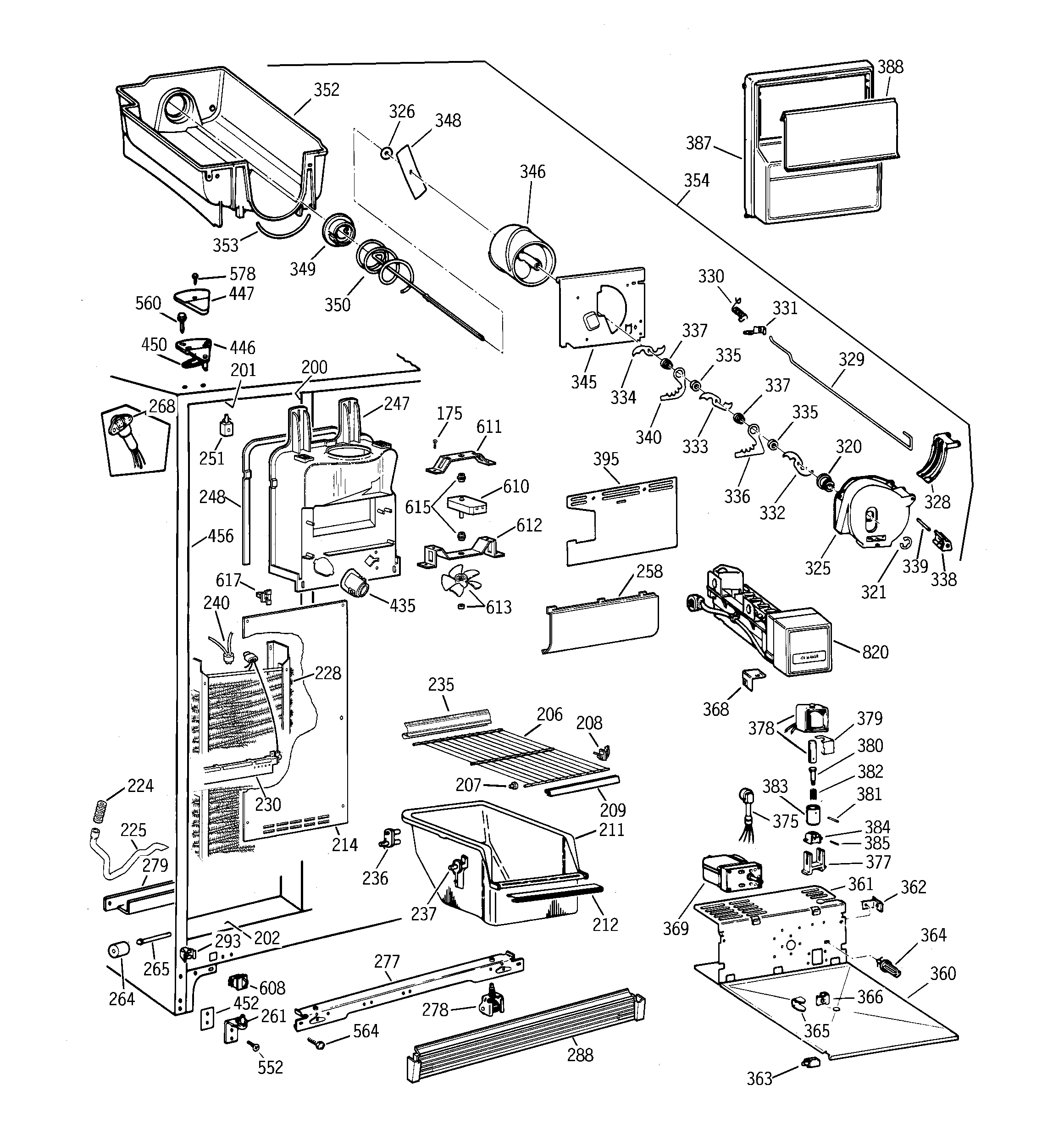 GE TFX27ZPBGWW freezer section diagram