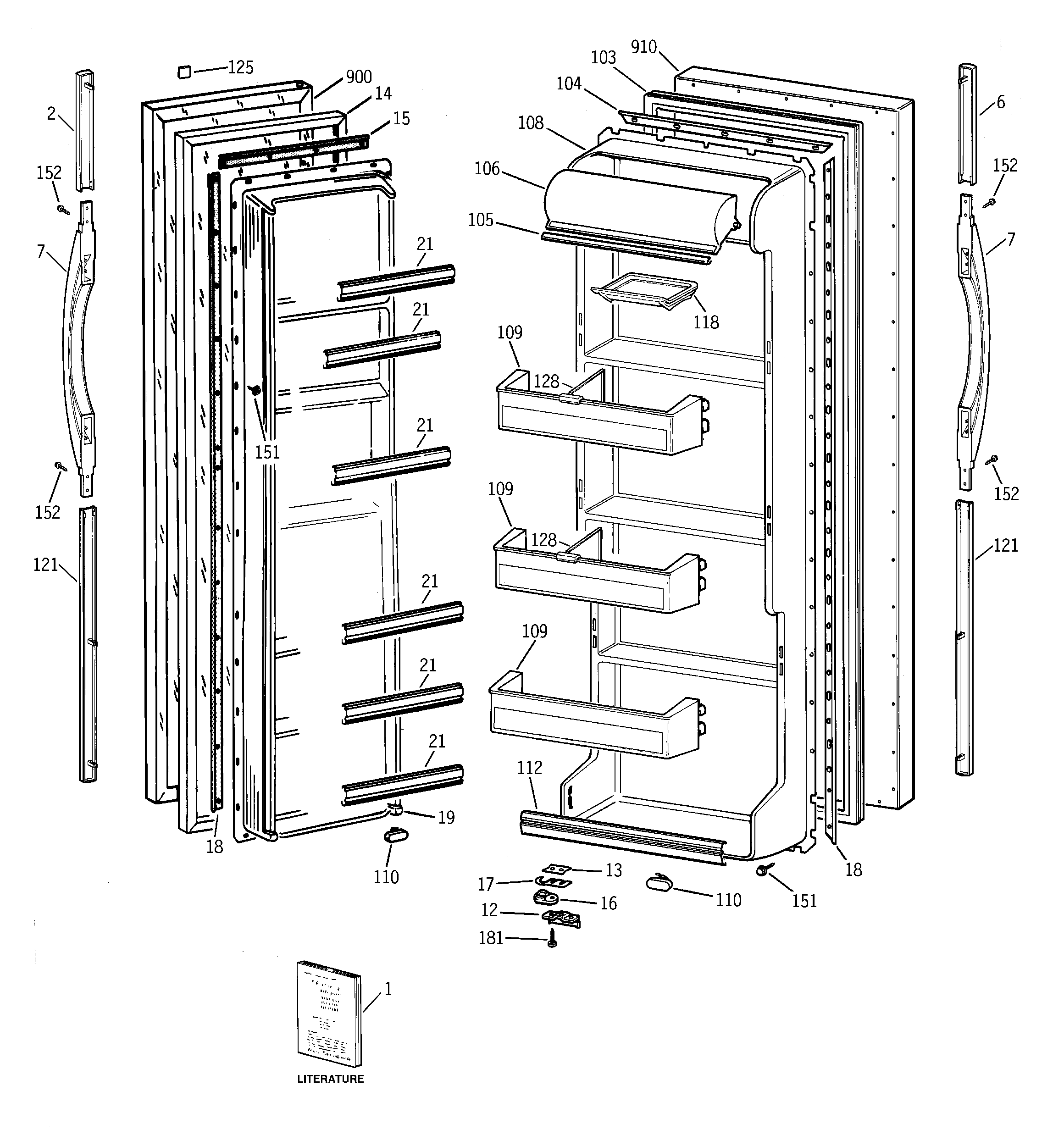 GE TFJ20JABGWW doors diagram