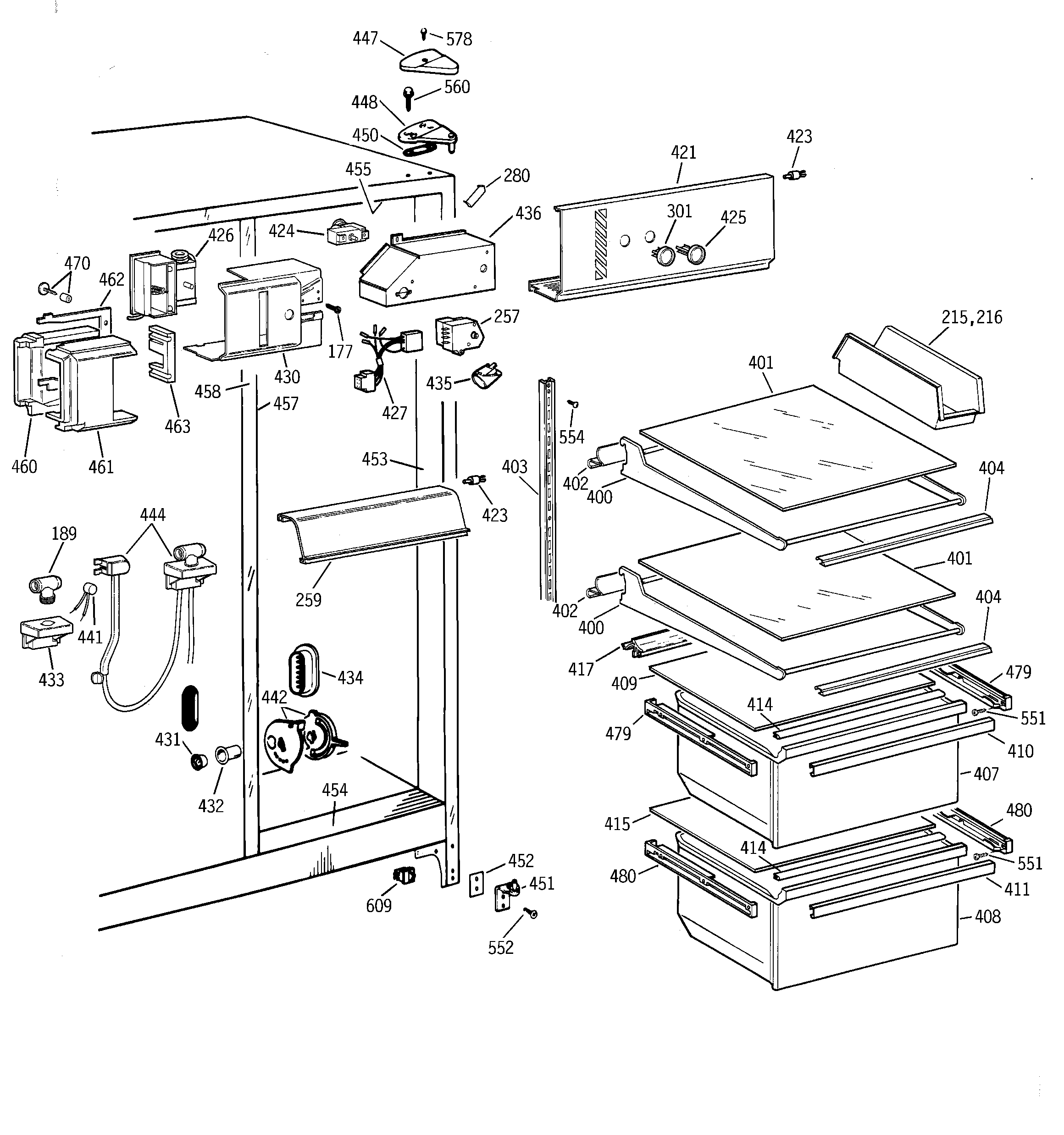 GE TFJ20JABGWW fresh food section diagram