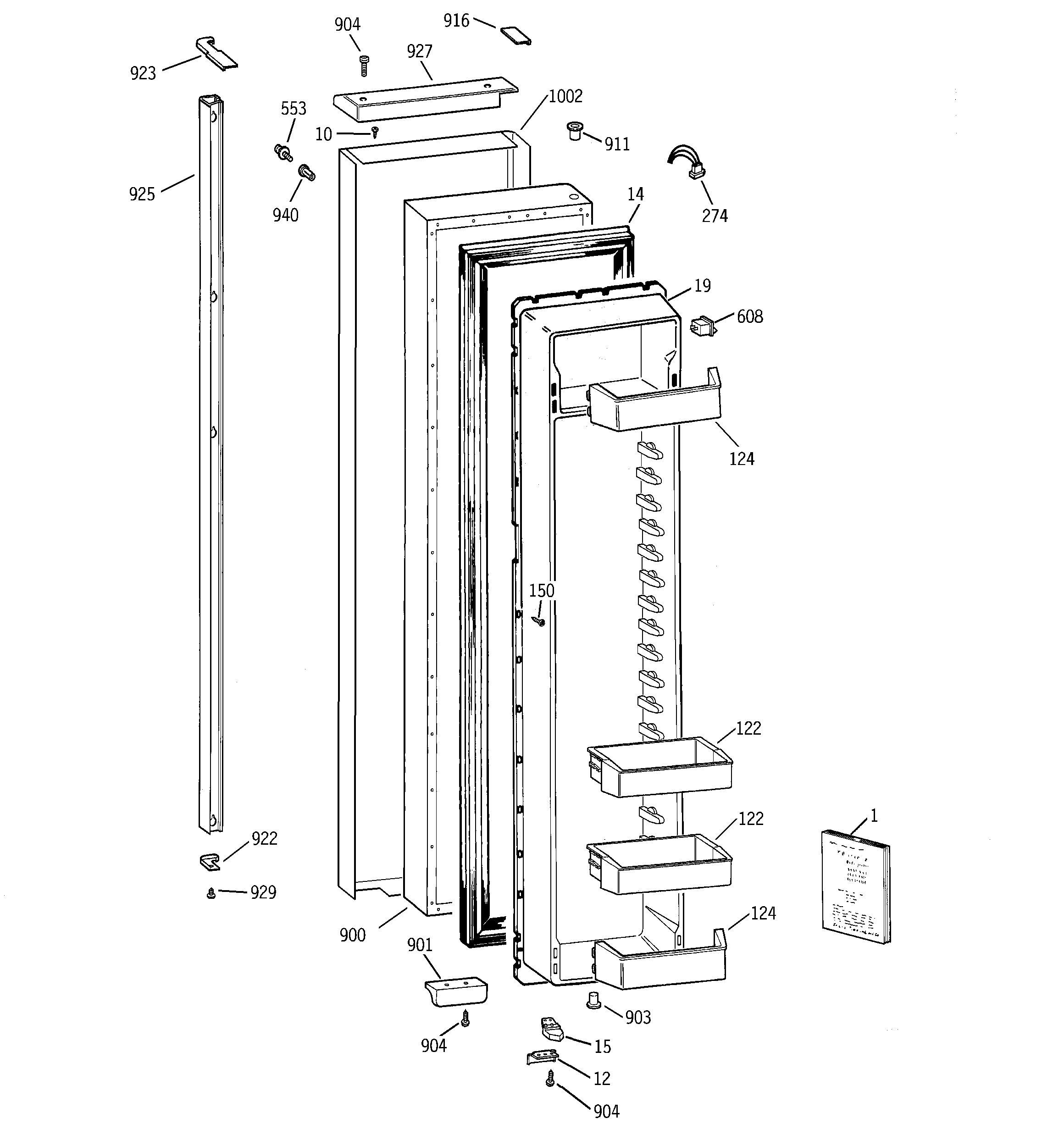 GE TPS24BIDABS freezer door diagram