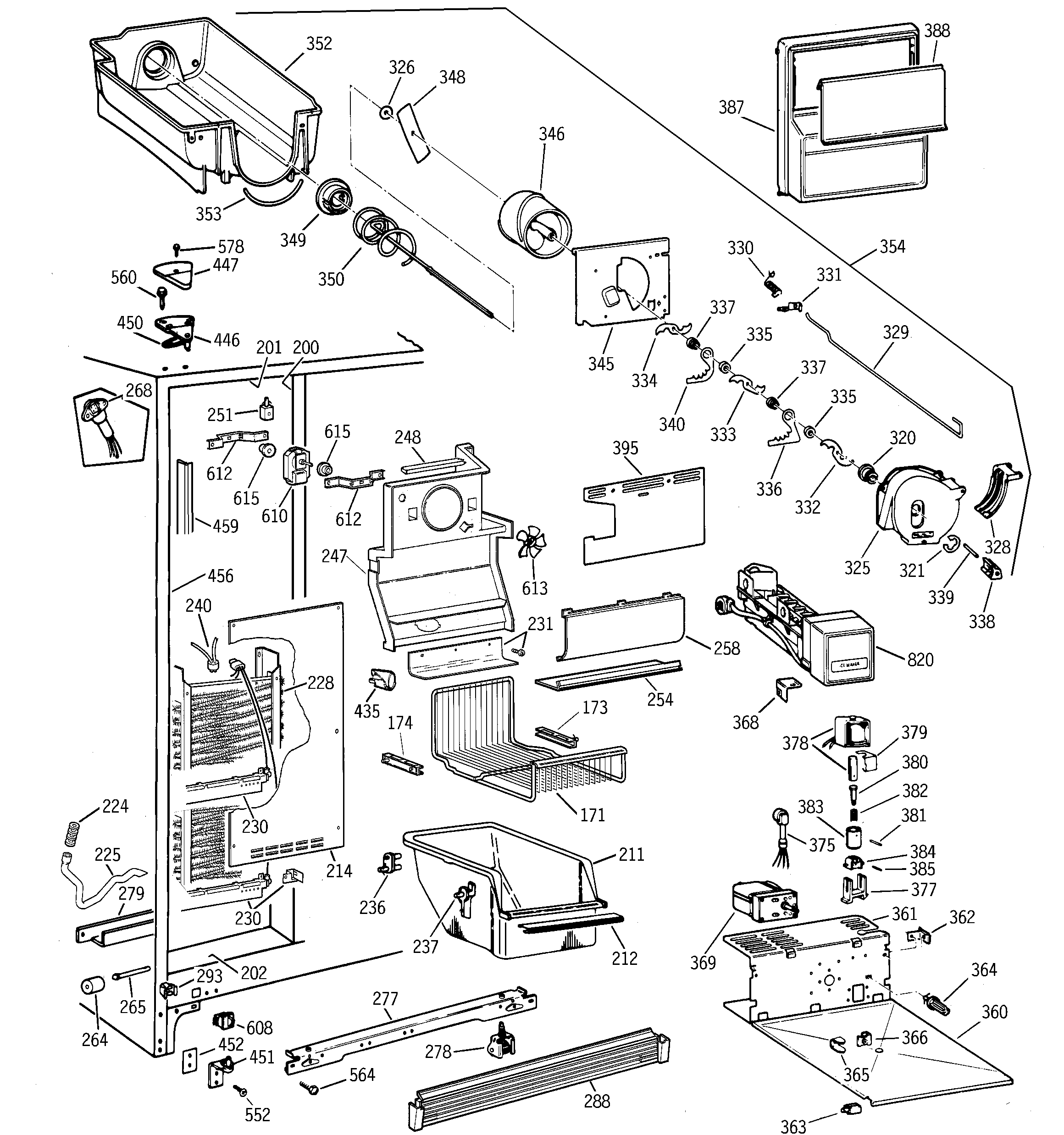 GE TFK22PRBGWW freezer section diagram