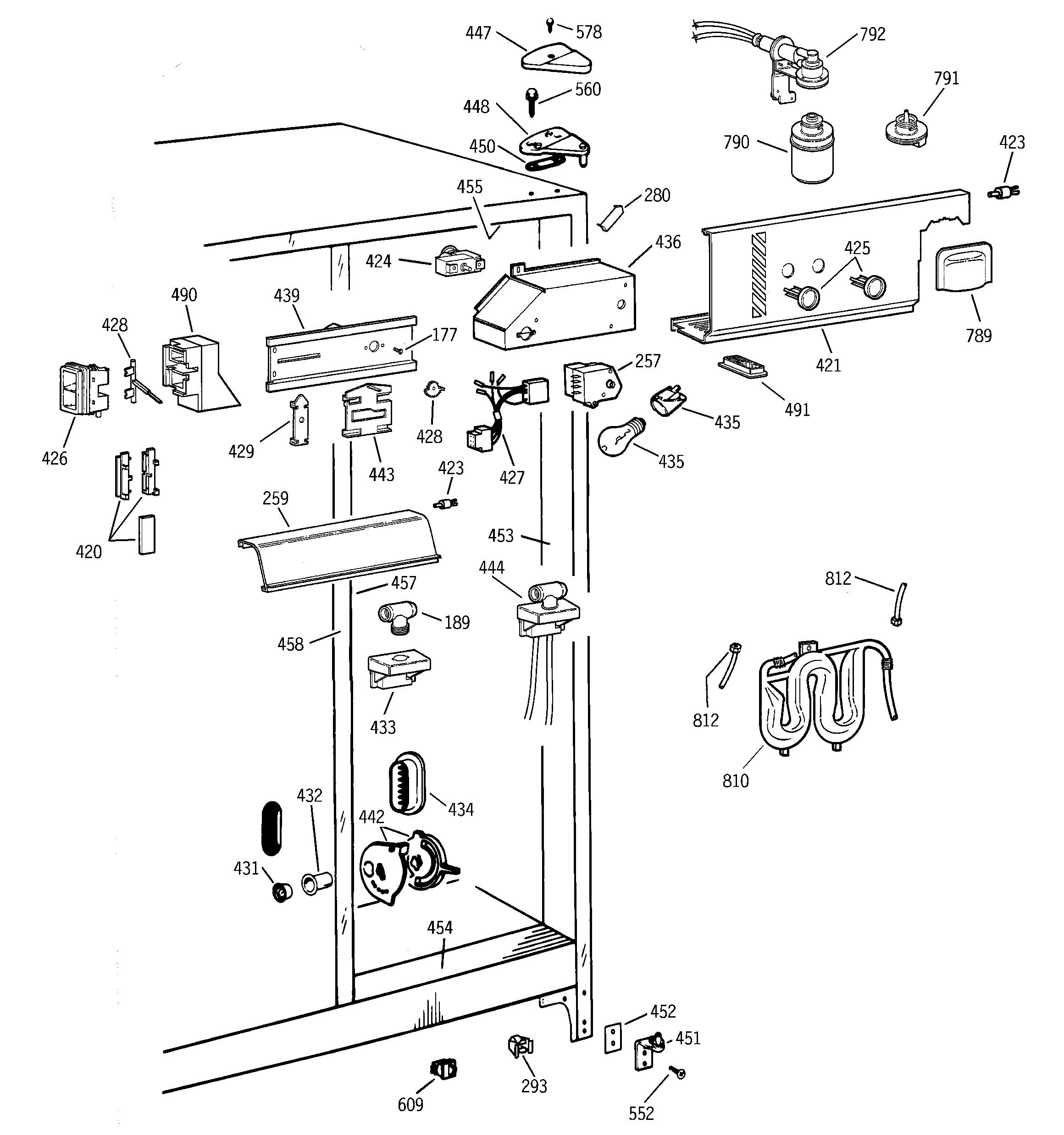 GE TFX25CPCGAA fresh food section diagram