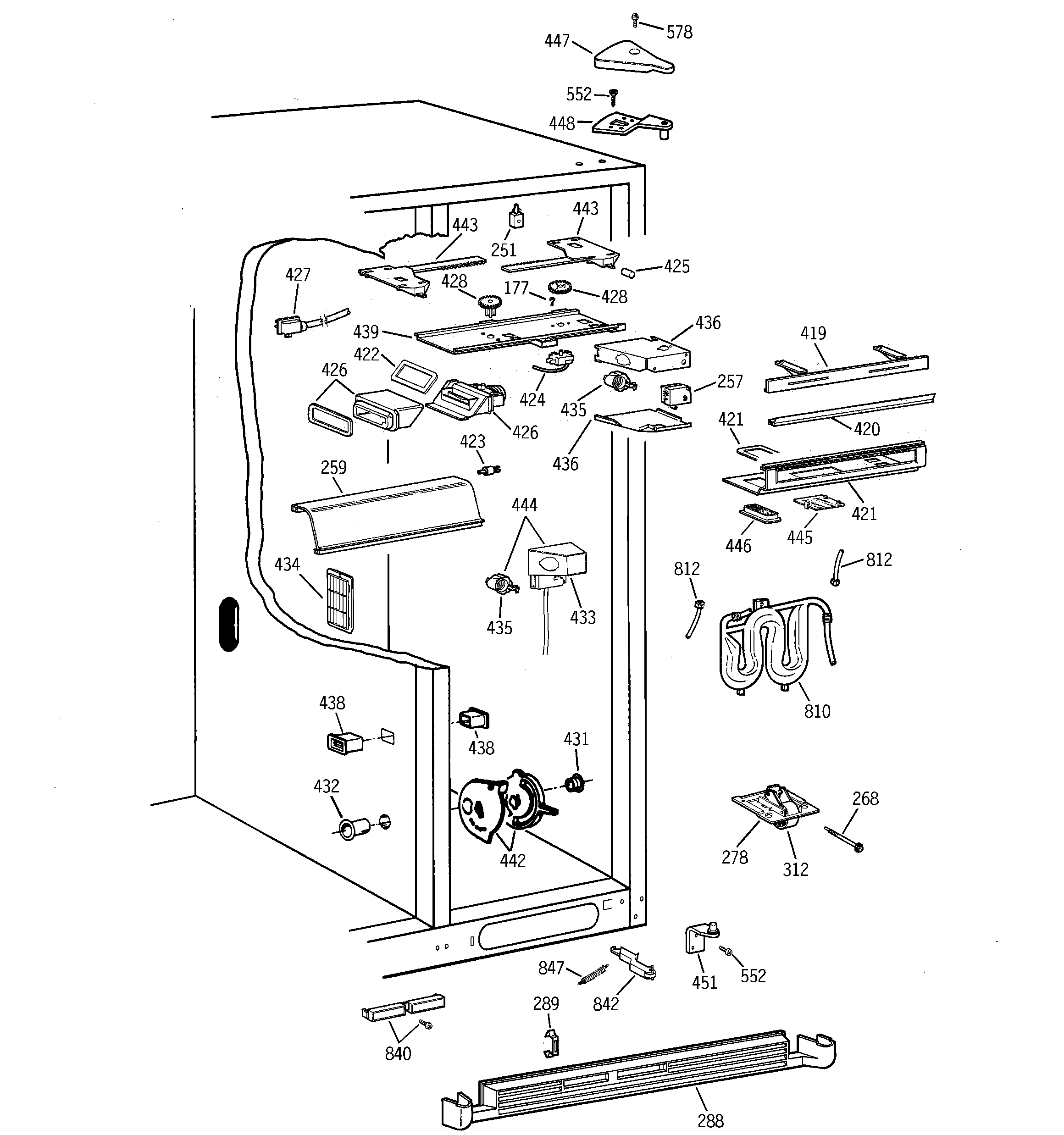 GE TFK28PFBGAA fresh food section diagram