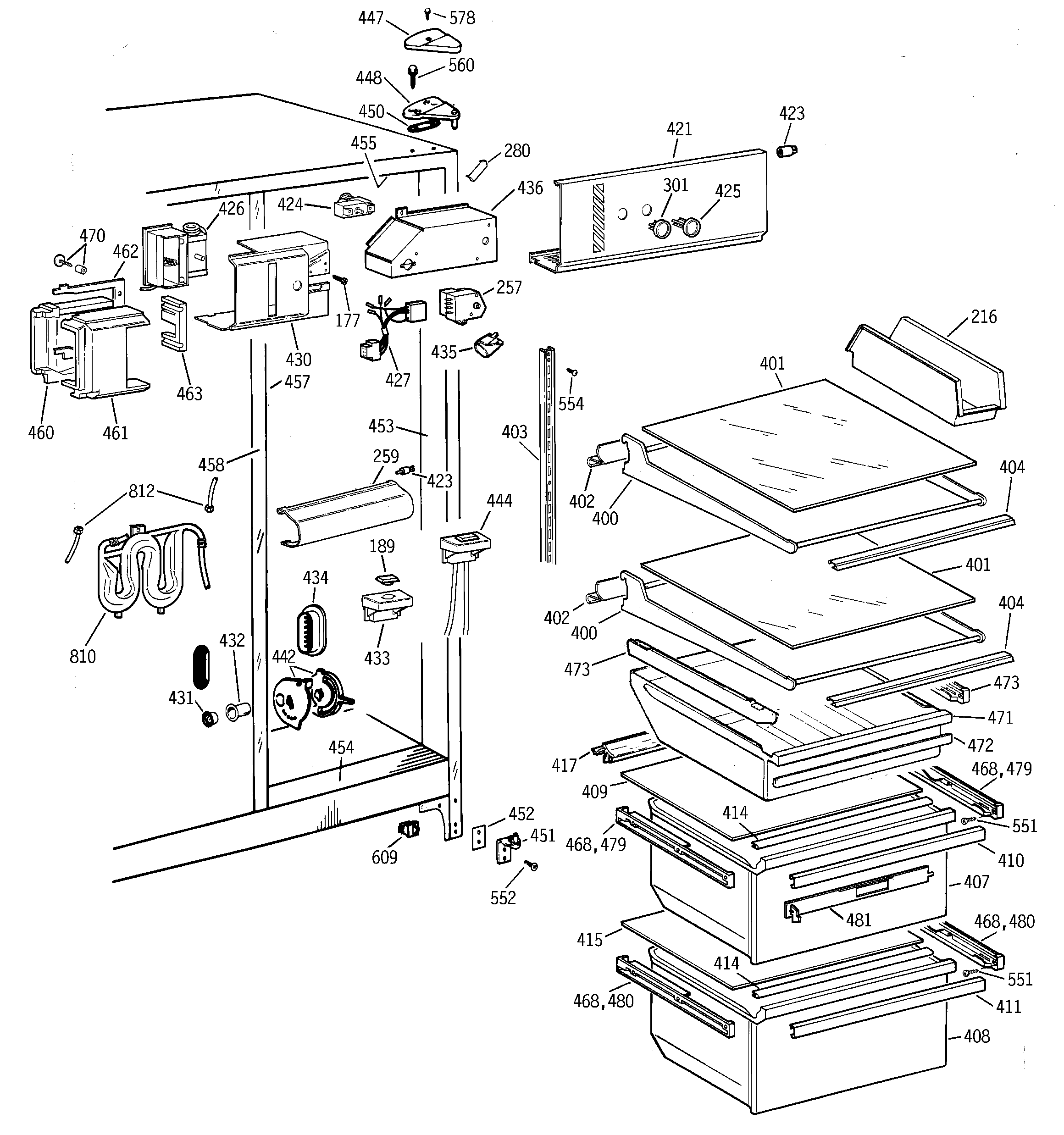 GE TFG22JRBGWW fresh food section diagram