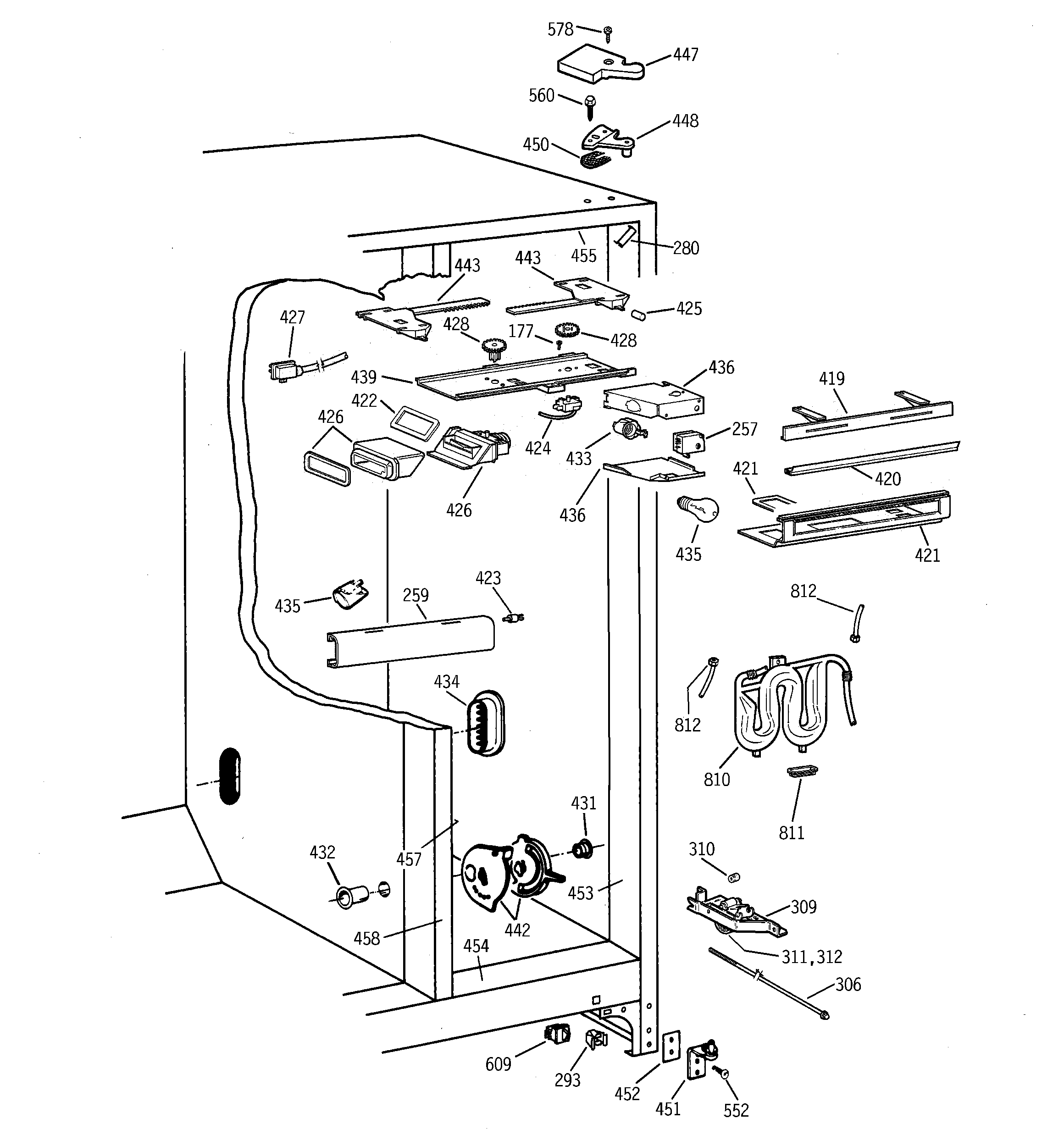 GE TPX21BRBGBB fresh food section diagram