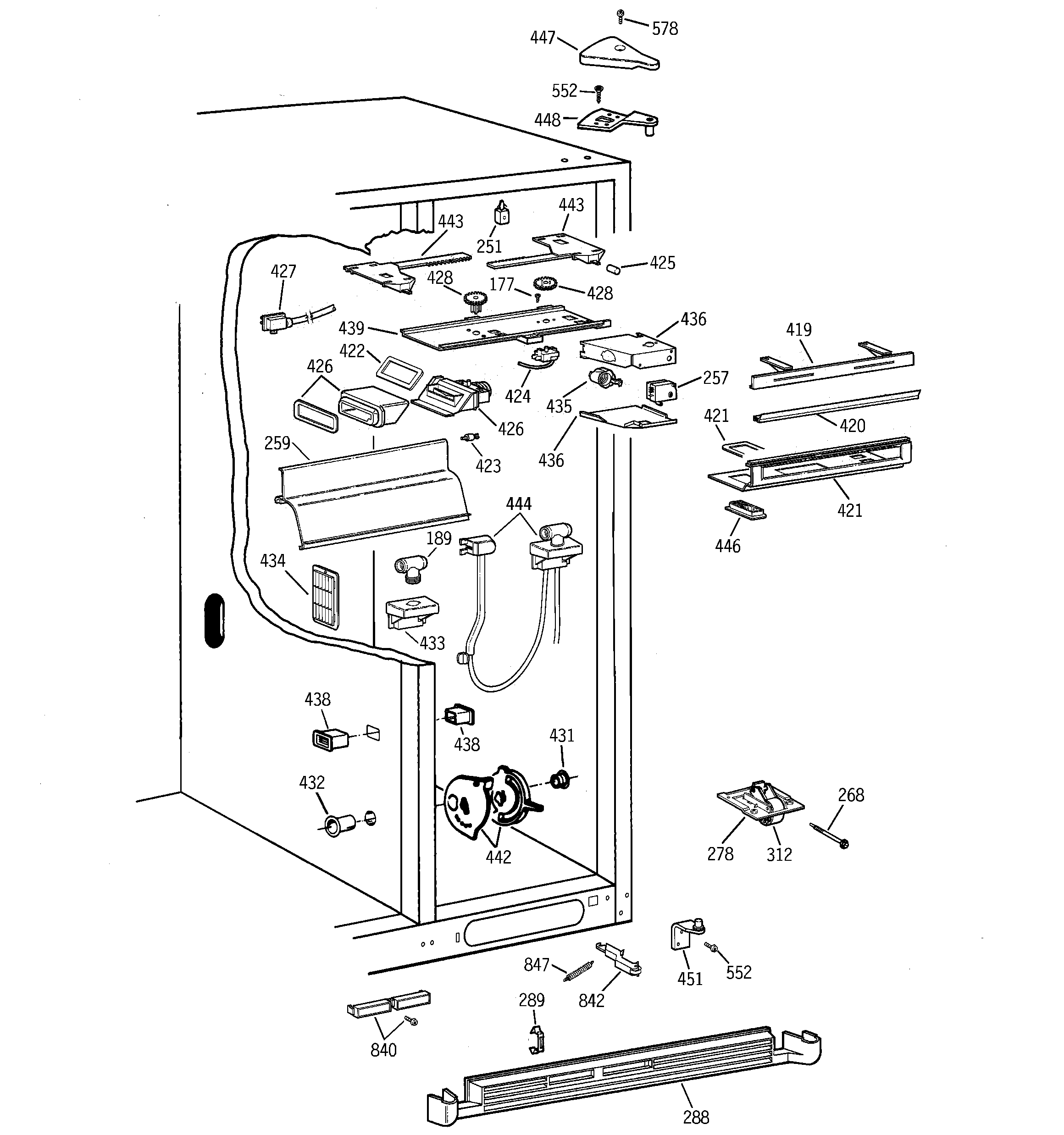 GE TPX24BIBGBB fresh food section diagram