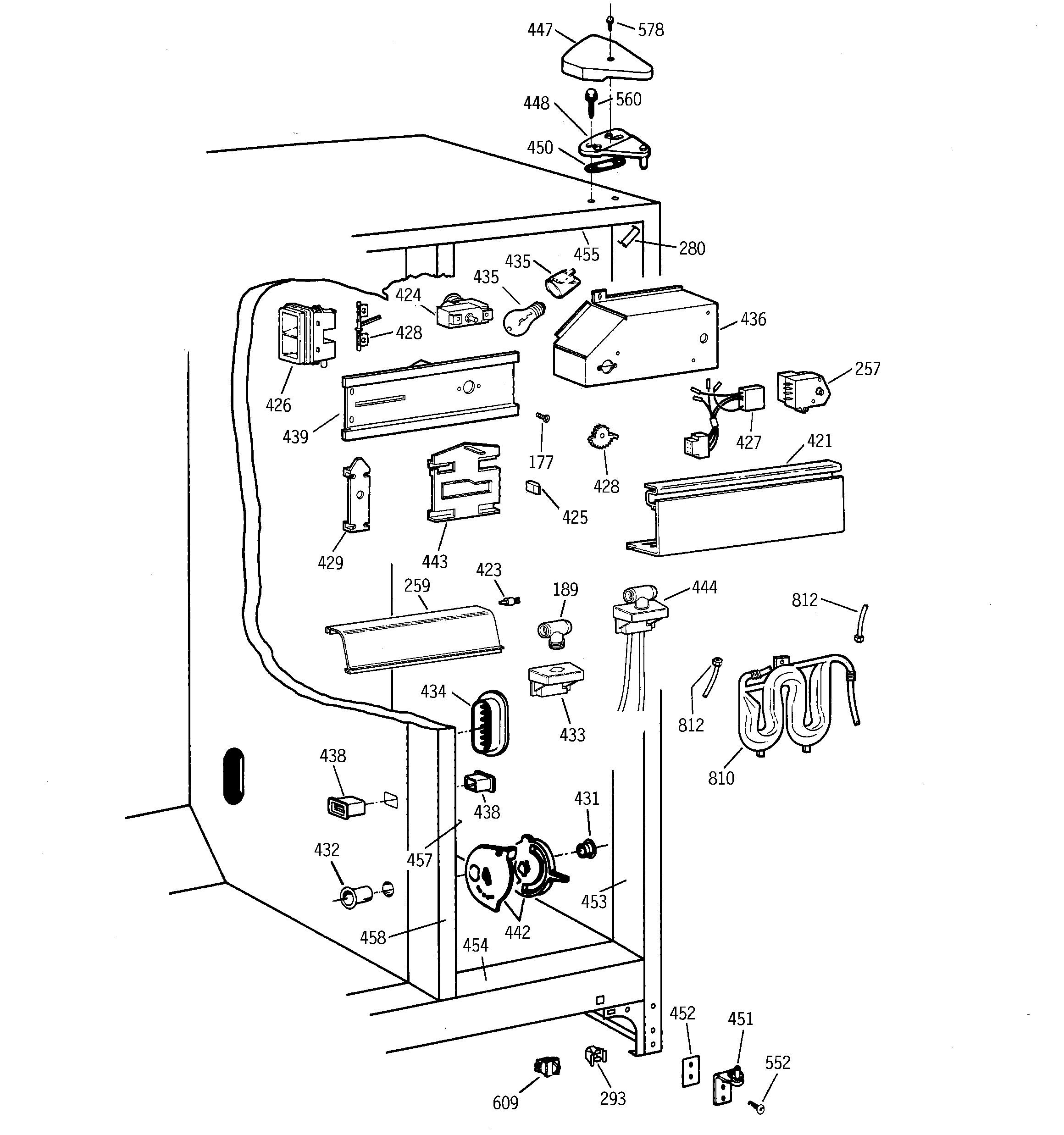 GE TFX25QRCGWW fresh food section diagram