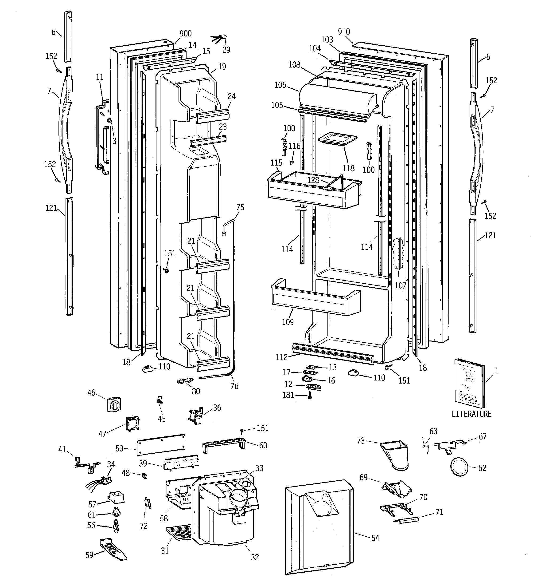 GE TFZ22JRBGWW doors diagram