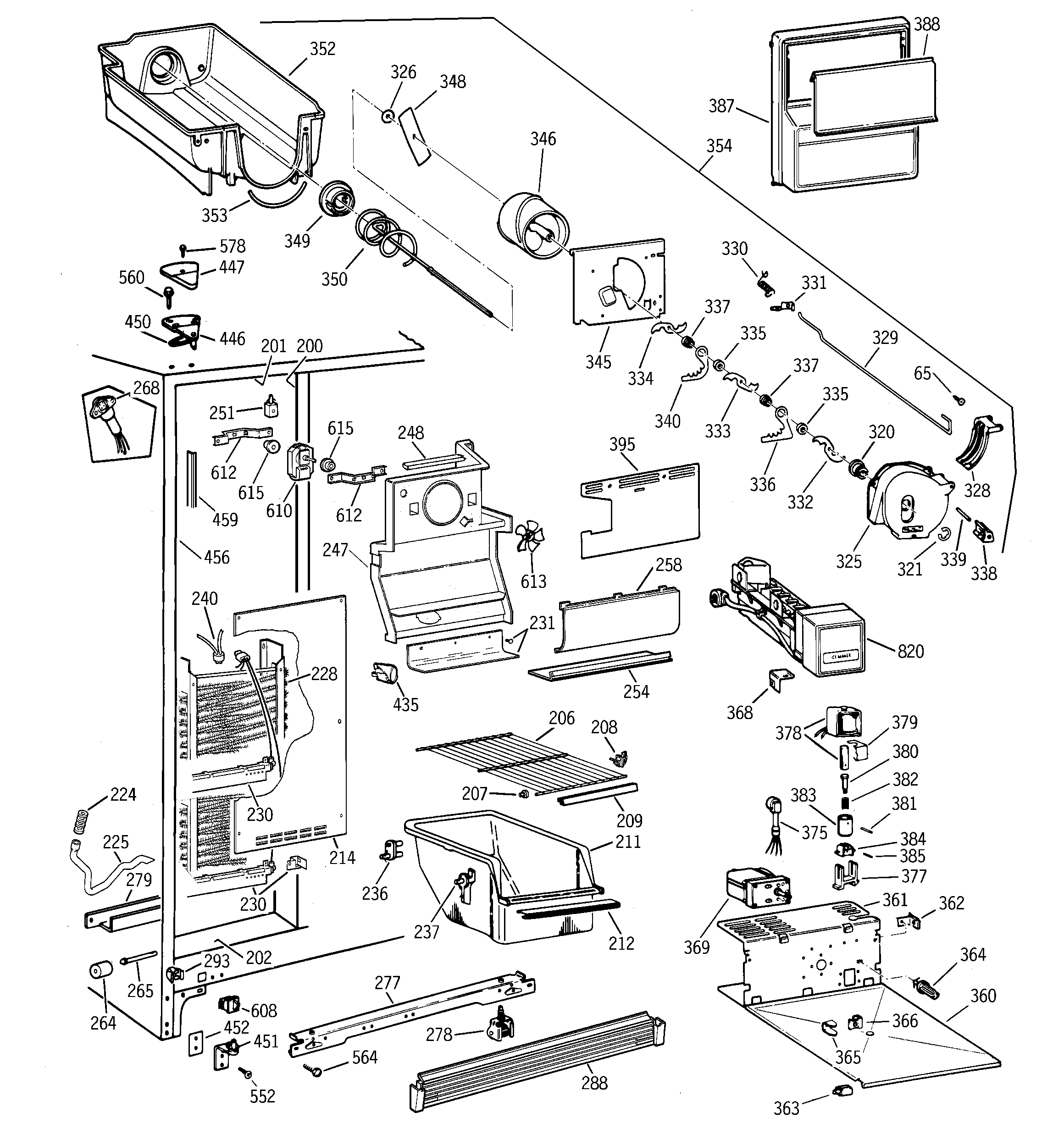 GE TFZ22JRBGWW freezer section diagram